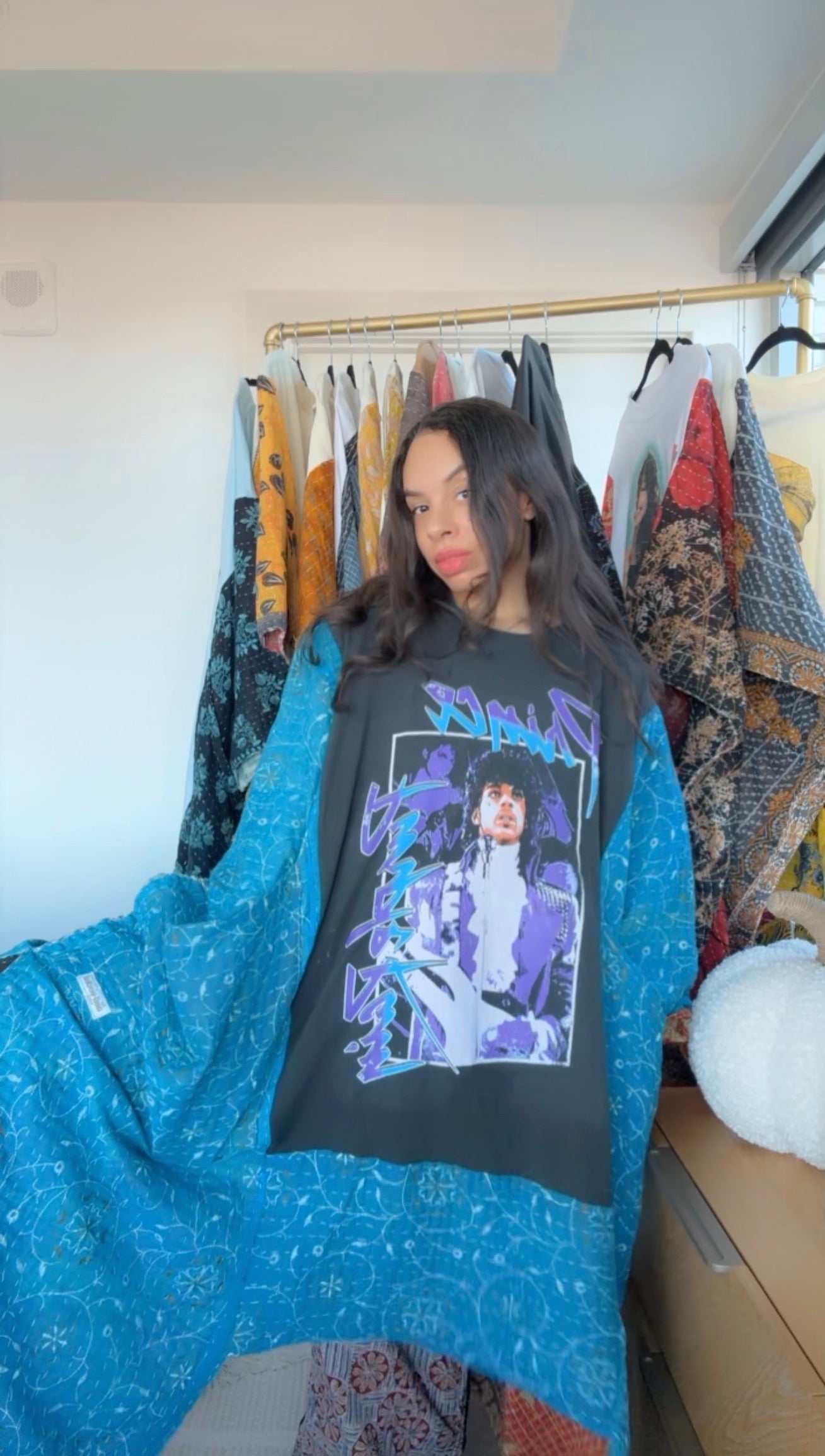 **Prince Original Kantha Band Tee Muu (premium hand painted quilt)