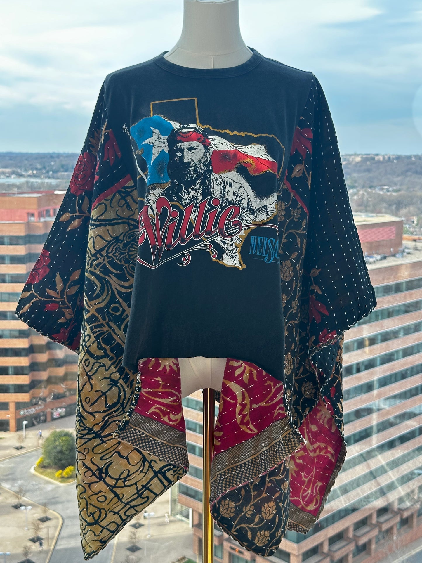 Custom Kantha Band Tee Poncho