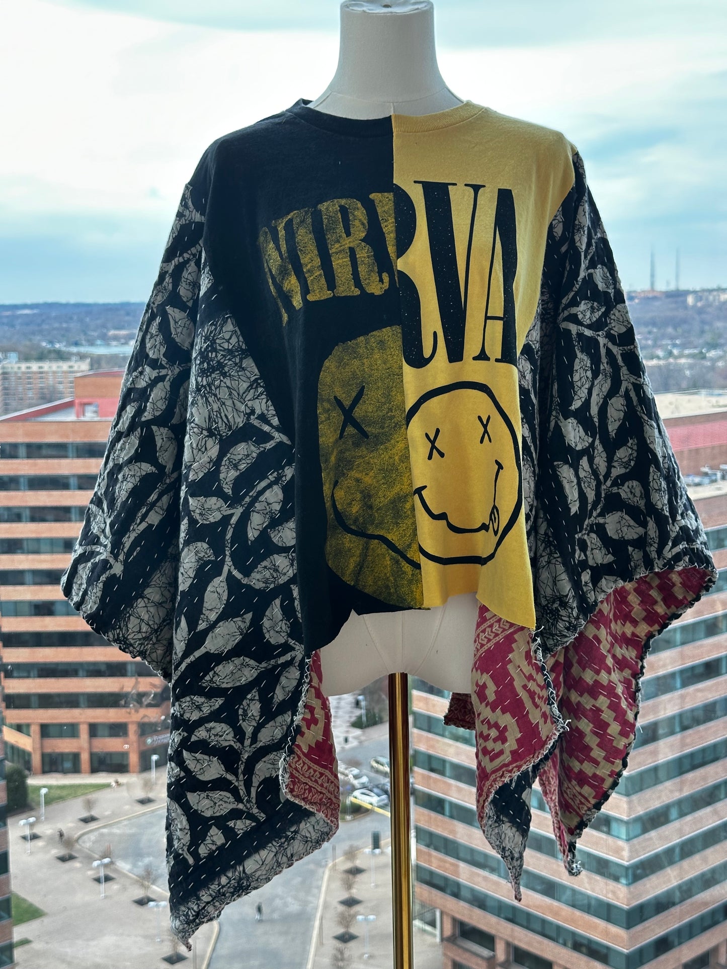 Custom Kantha Band Tee Poncho