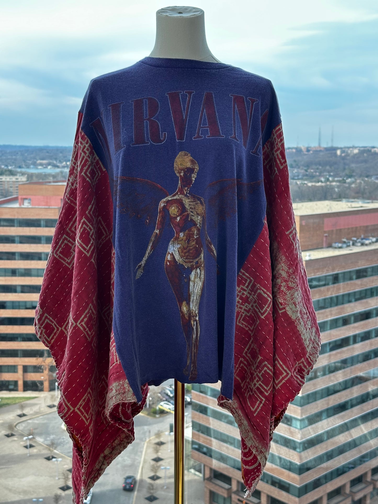 Custom Kantha Band Tee Poncho