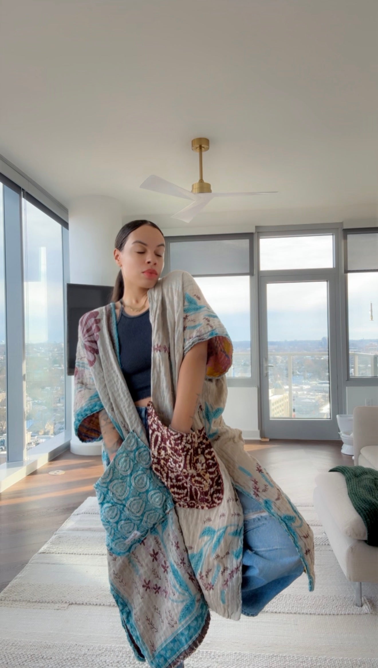 Raw Hem Kantha Kimono