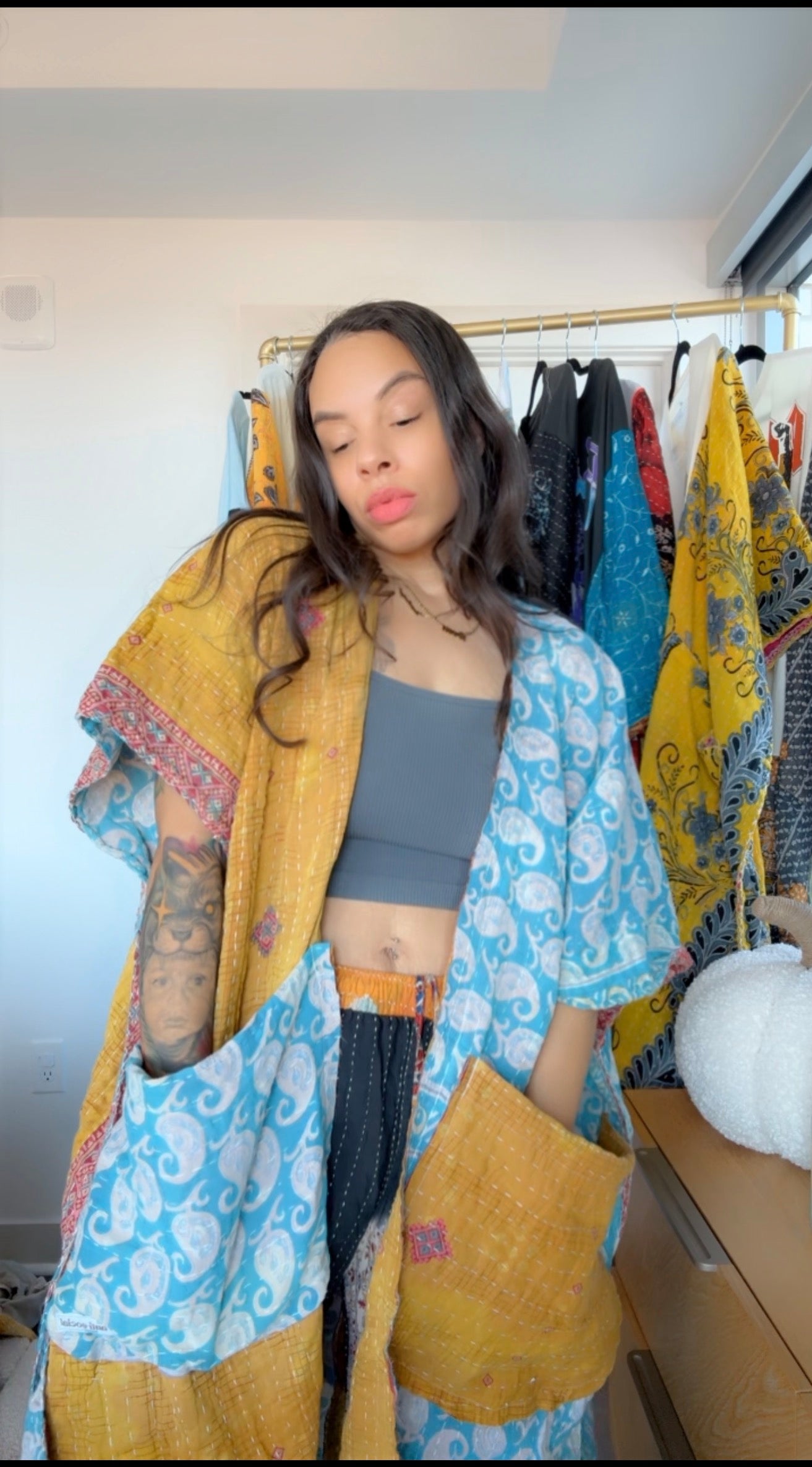 Raw Hem Kantha Kimono