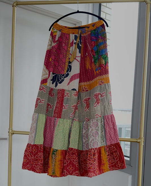 Three Tiered Reversible Kantha Wide Leg Pant