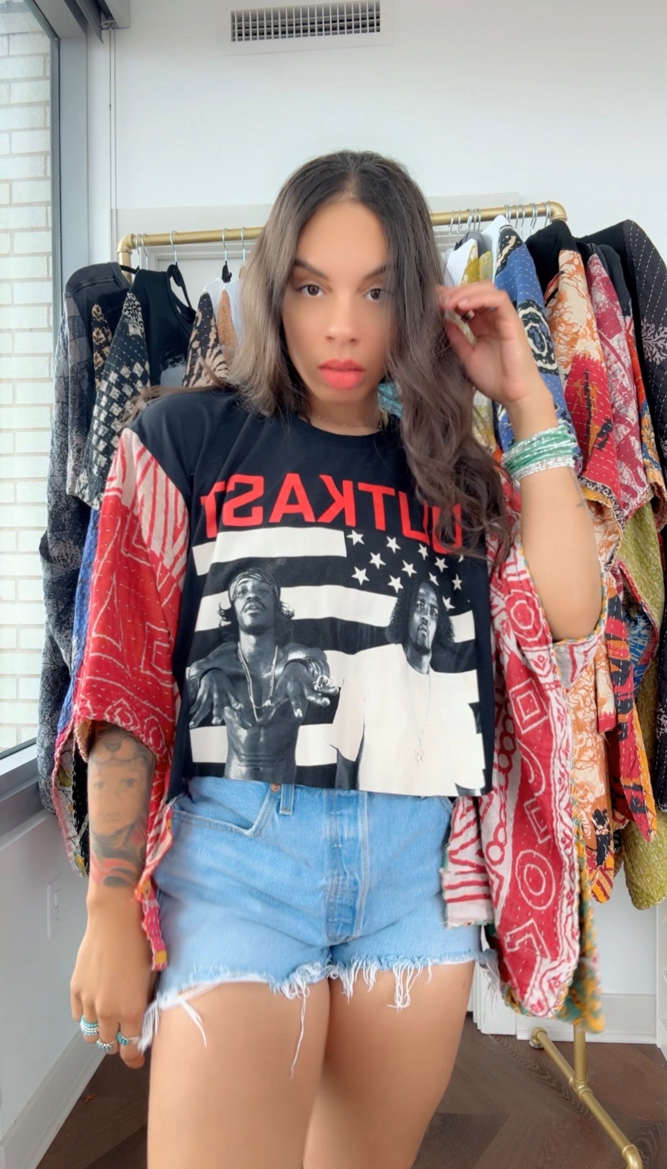 * OutKast Kantha Band Tee Poncho (crop)