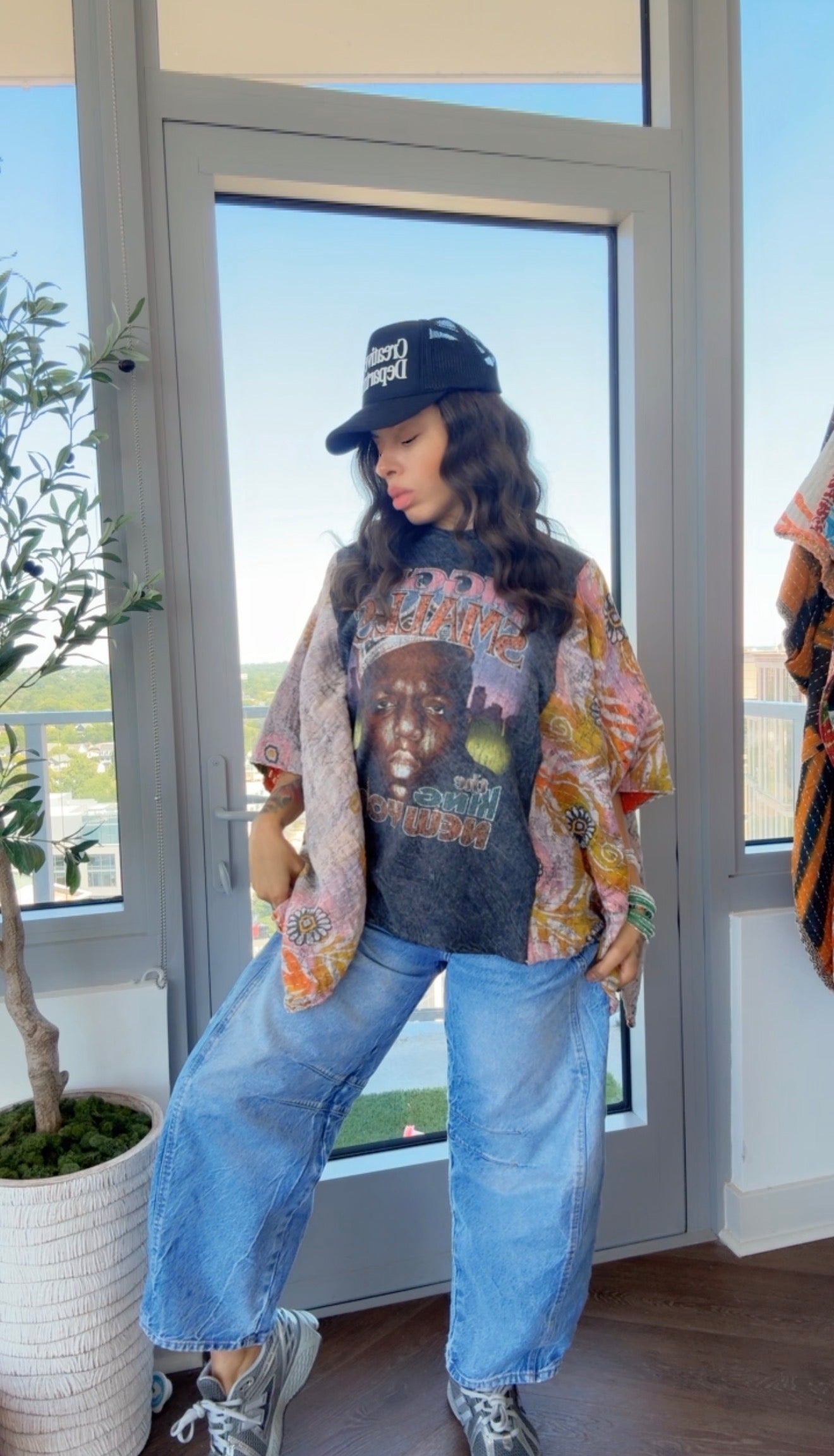* Notorious B.I.G Kantha Band Tee Poncho
