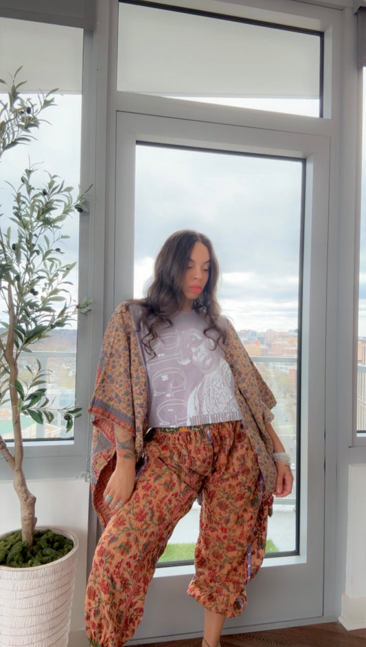 ** B.I.G Cropped Kantha Band Tee Poncho