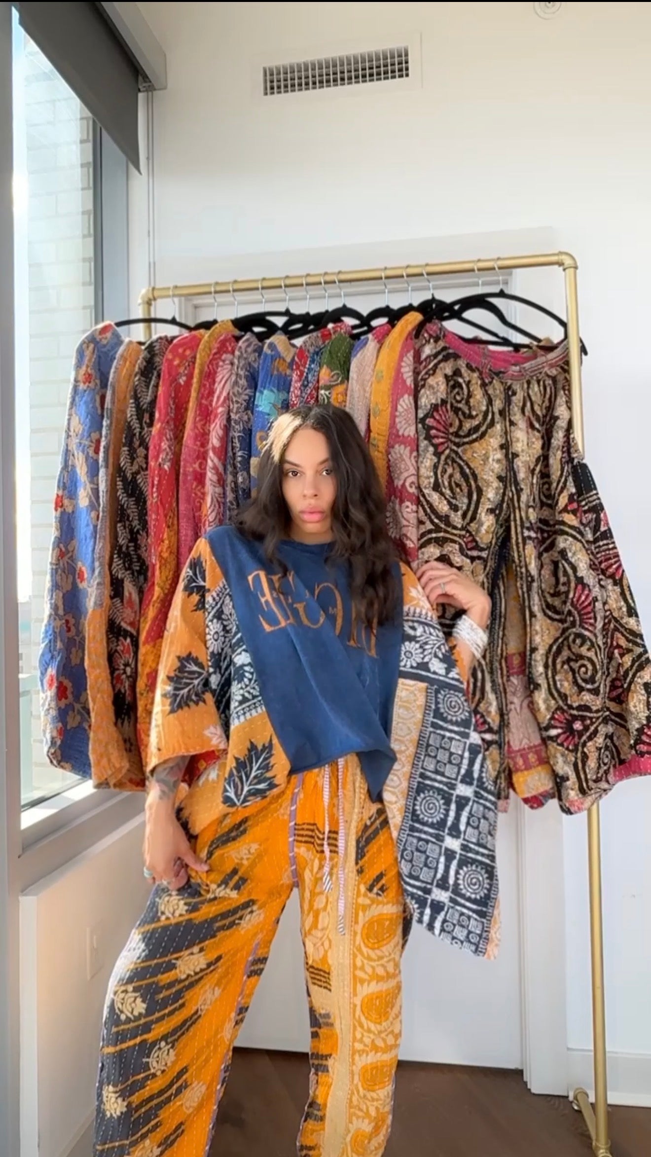 ** B.I.G Cropped Kantha Band Tee Poncho