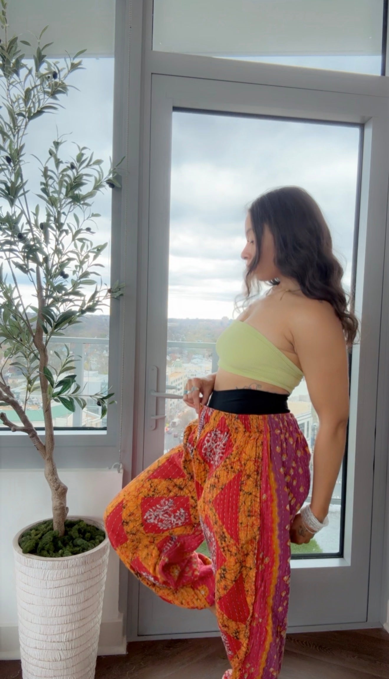 ** Reversible Kantha Jogger Pants