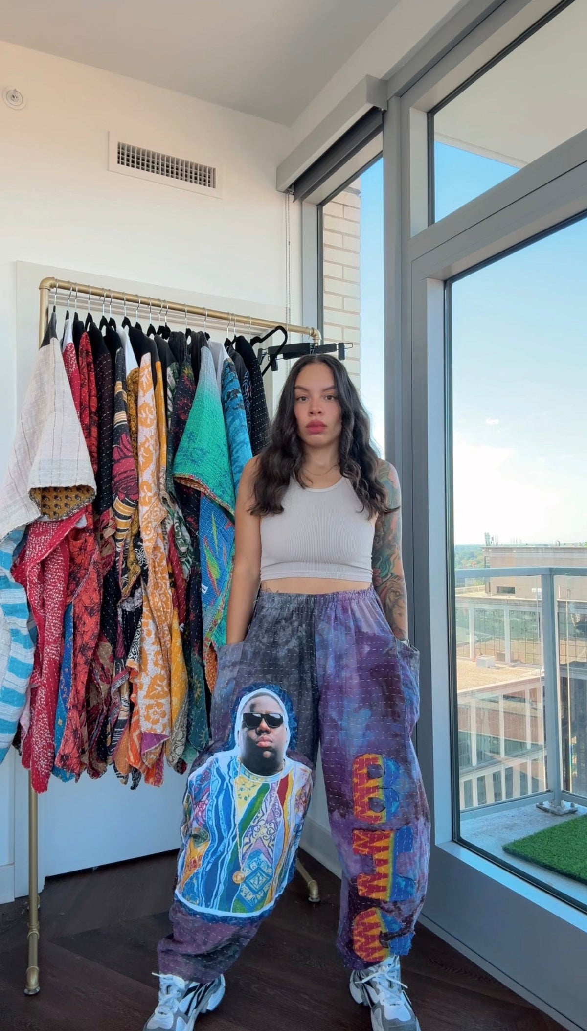 * 10/16 Drop Notorious B.I.G Big Face Kantha Barrel Pants — 5'7" and Under