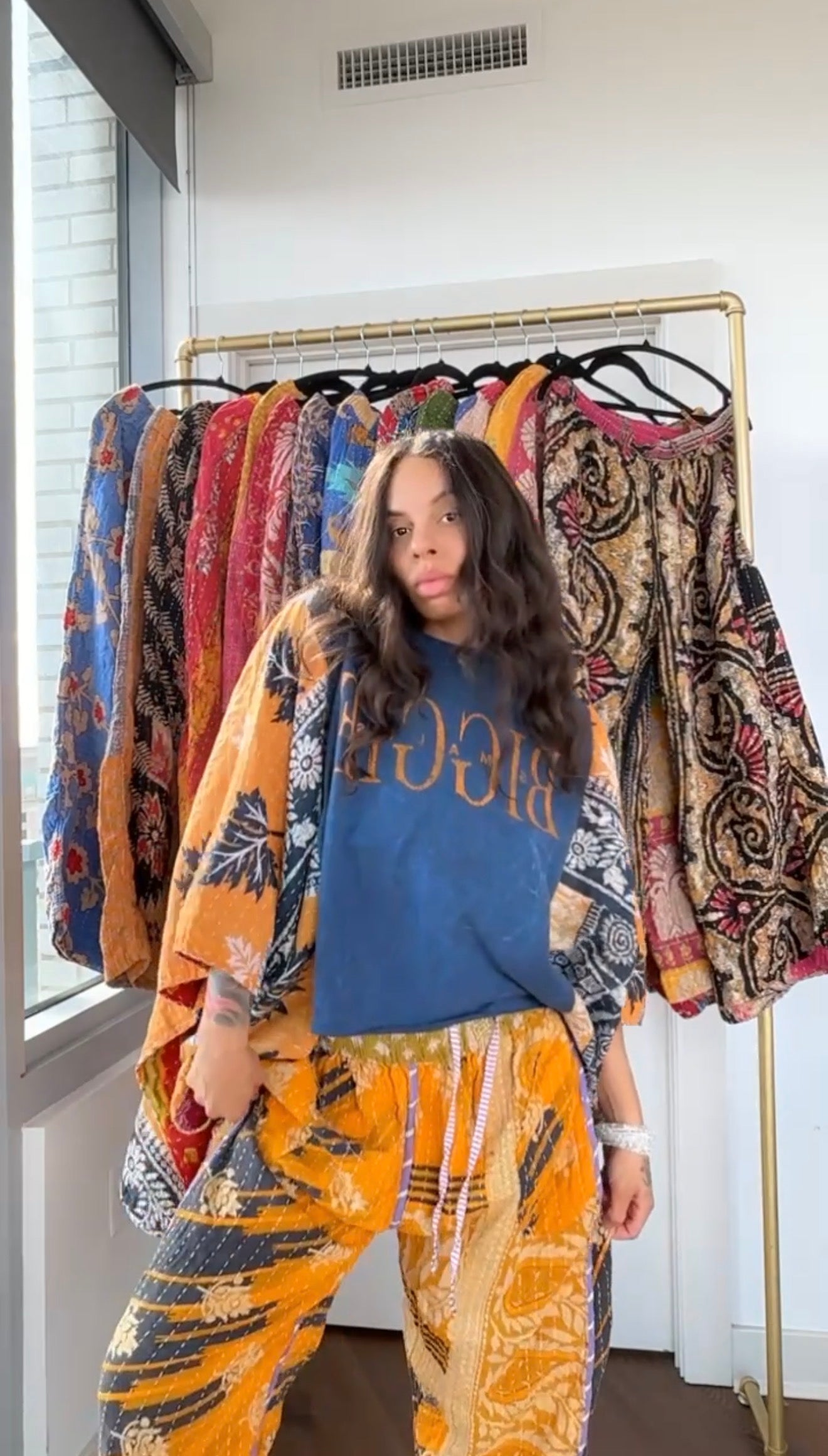 ** B.I.G Cropped Kantha Band Tee Poncho