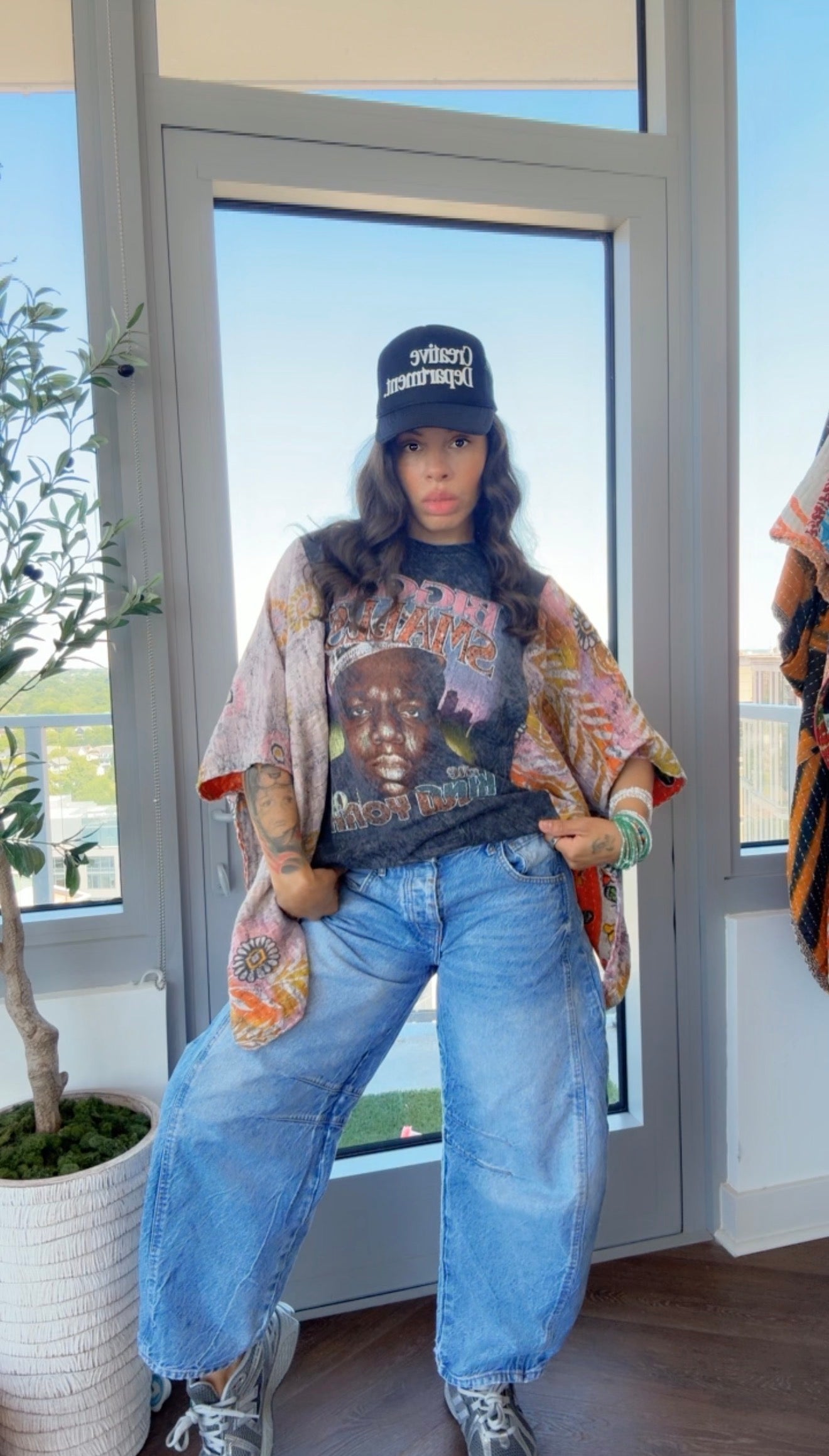 * Notorious B.I.G Kantha Band Tee Poncho