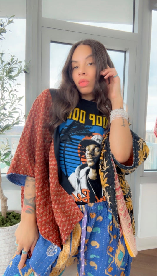 Snoop Dogg Cropped Kantha Band Tee Poncho