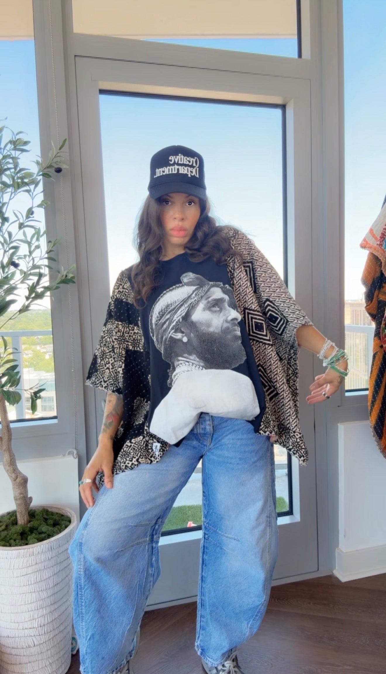 * Nipsey Hussle Kantha Band Tee Poncho