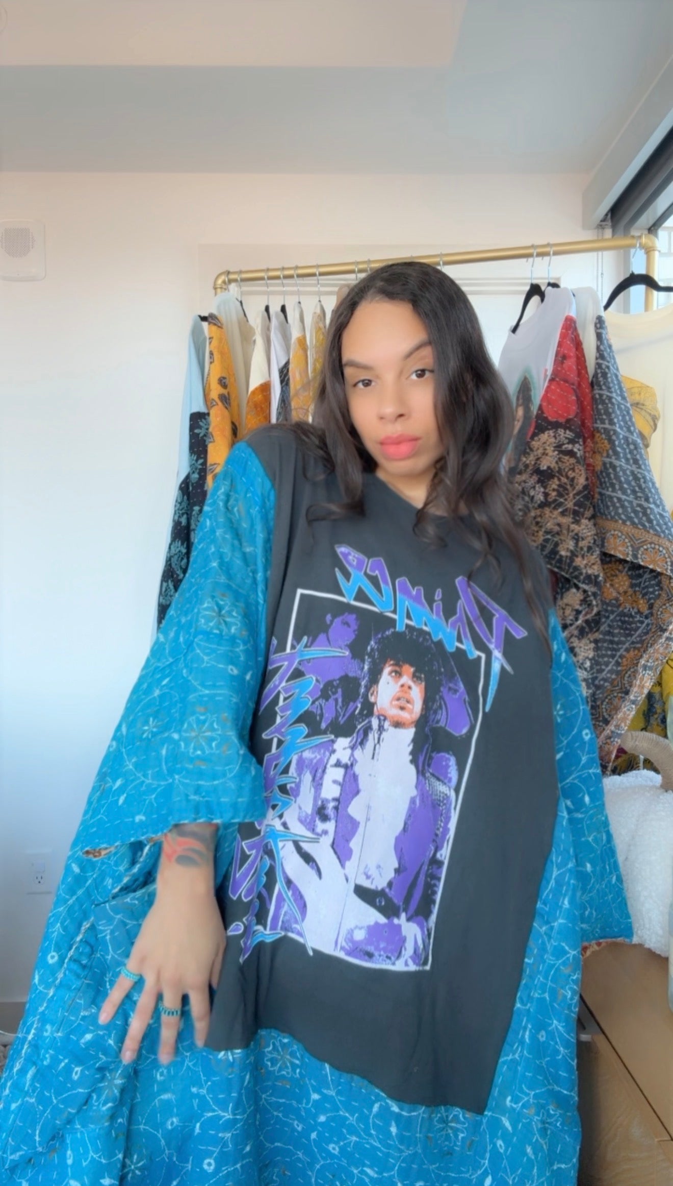 **Prince Original Kantha Band Tee Muu (premium hand painted quilt)