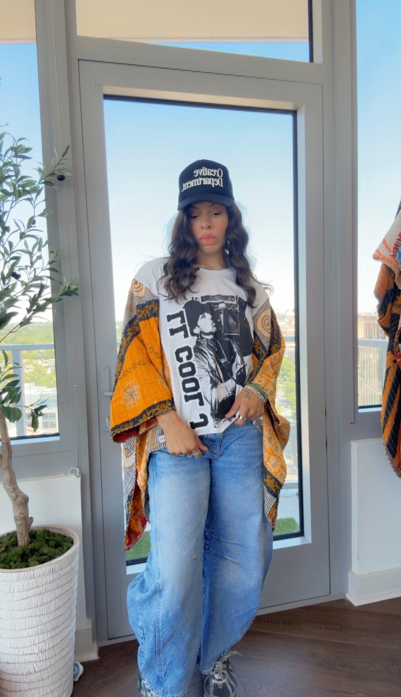 * LL Cool J Kantha Band Tee Poncho