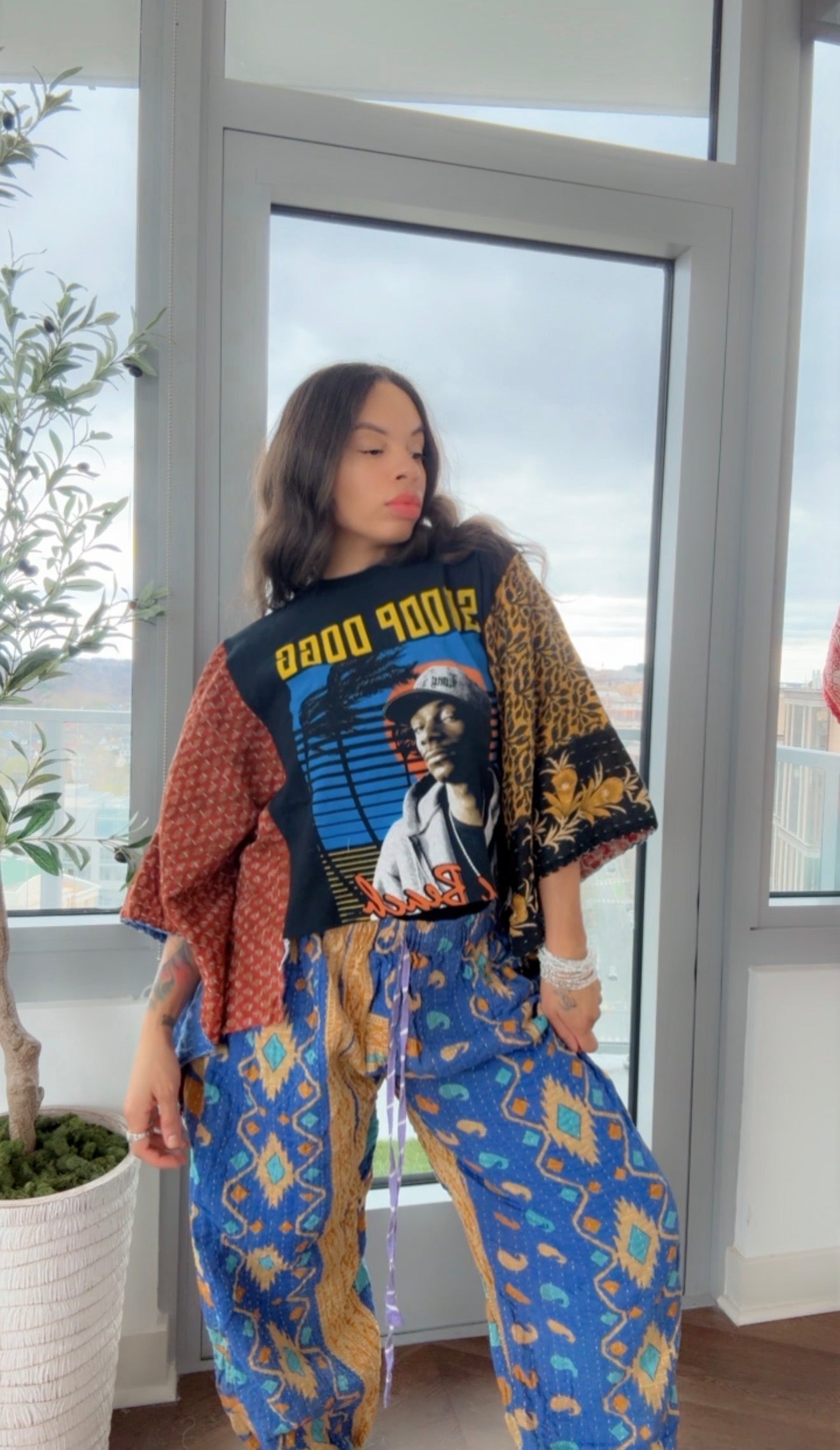 Snoop Dogg Cropped Kantha Band Tee Poncho