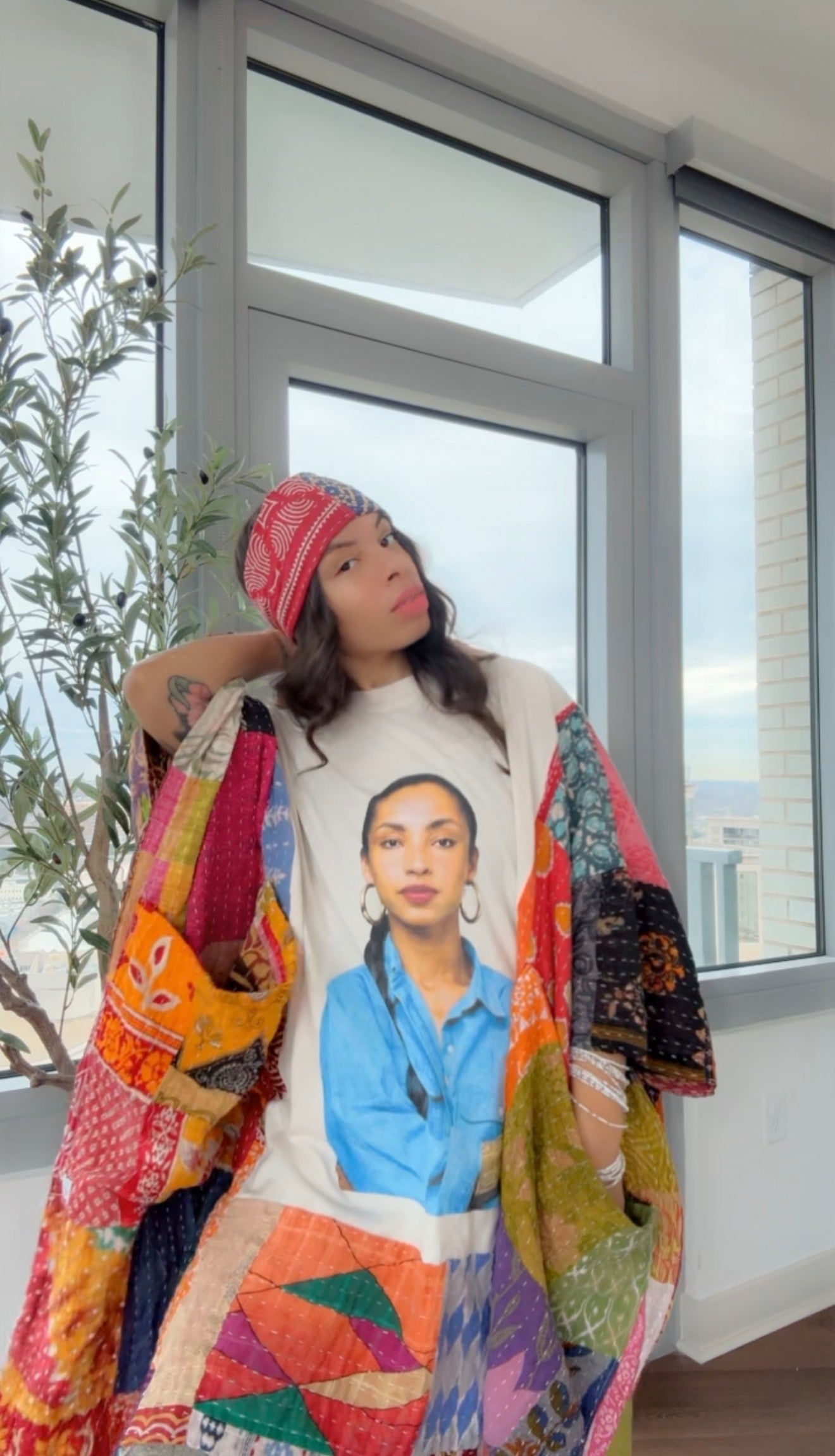**Sade Patchwork Quilt Original Kantha Band Tee Muu