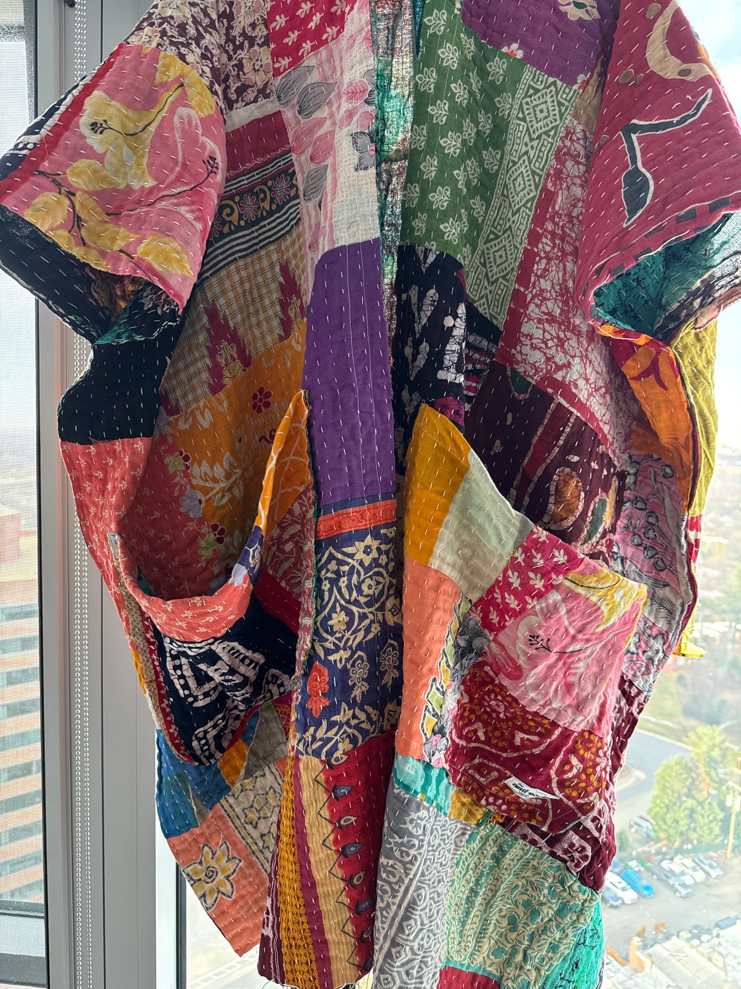 Raw Hem Patchwork Kantha Kimono