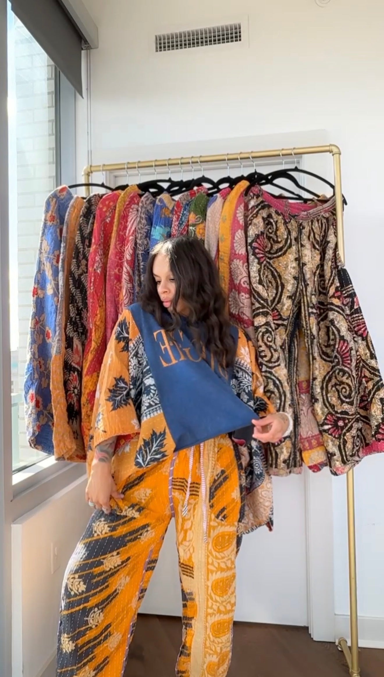 ** B.I.G Cropped Kantha Band Tee Poncho