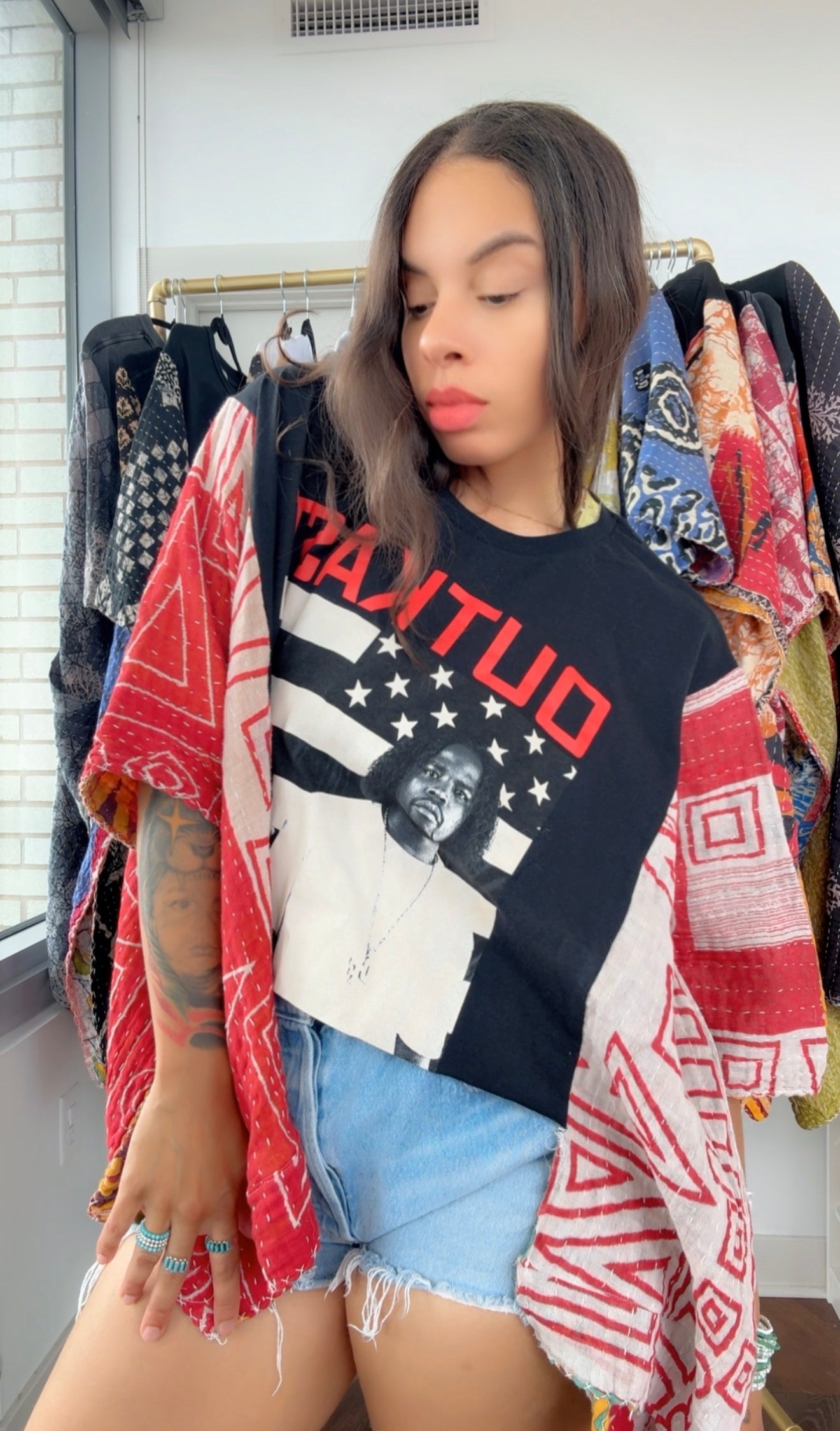 * OutKast Kantha Band Tee Poncho (crop)