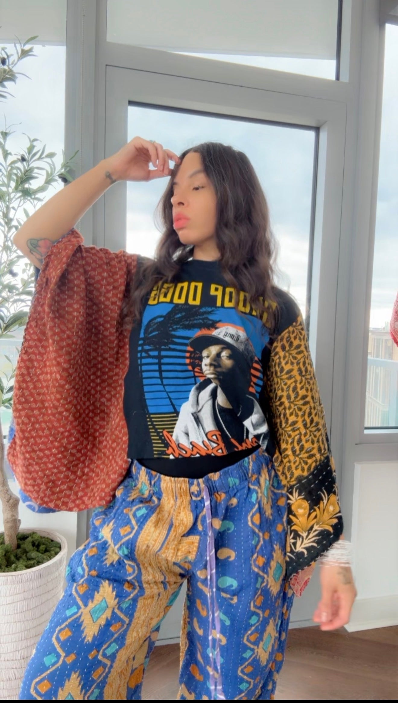 Snoop Dogg Cropped Kantha Band Tee Poncho