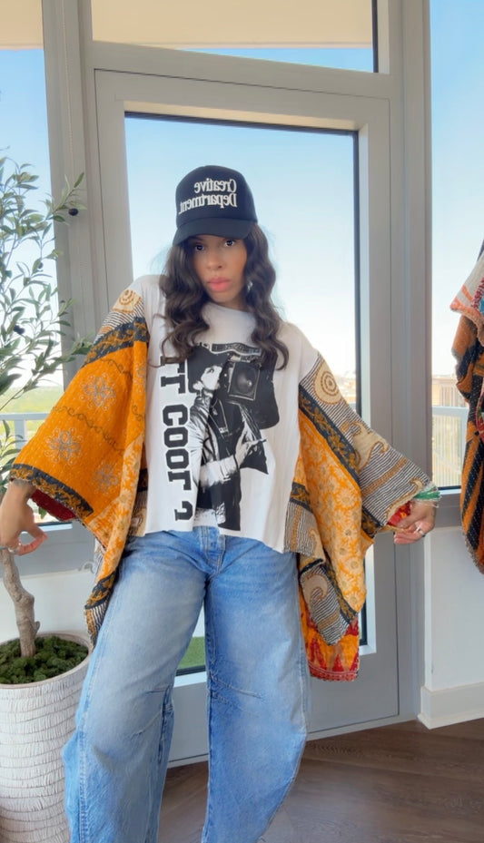 * LL Cool J Kantha Band Tee Poncho