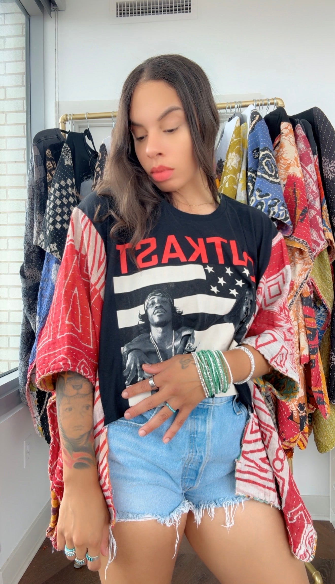 * OutKast Kantha Band Tee Poncho (crop)