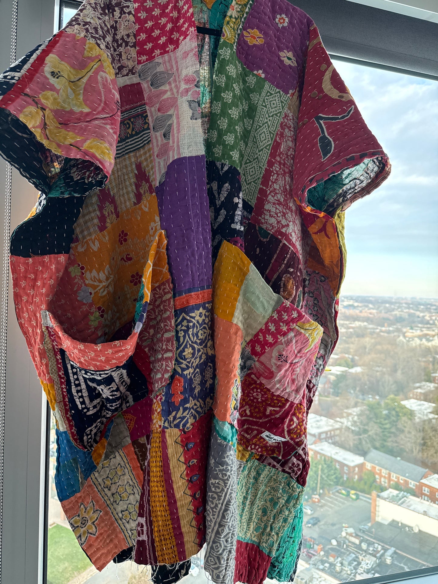 Raw Hem Patchwork Kantha Kimono