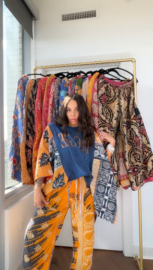 ** B.I.G Cropped Kantha Band Tee Poncho