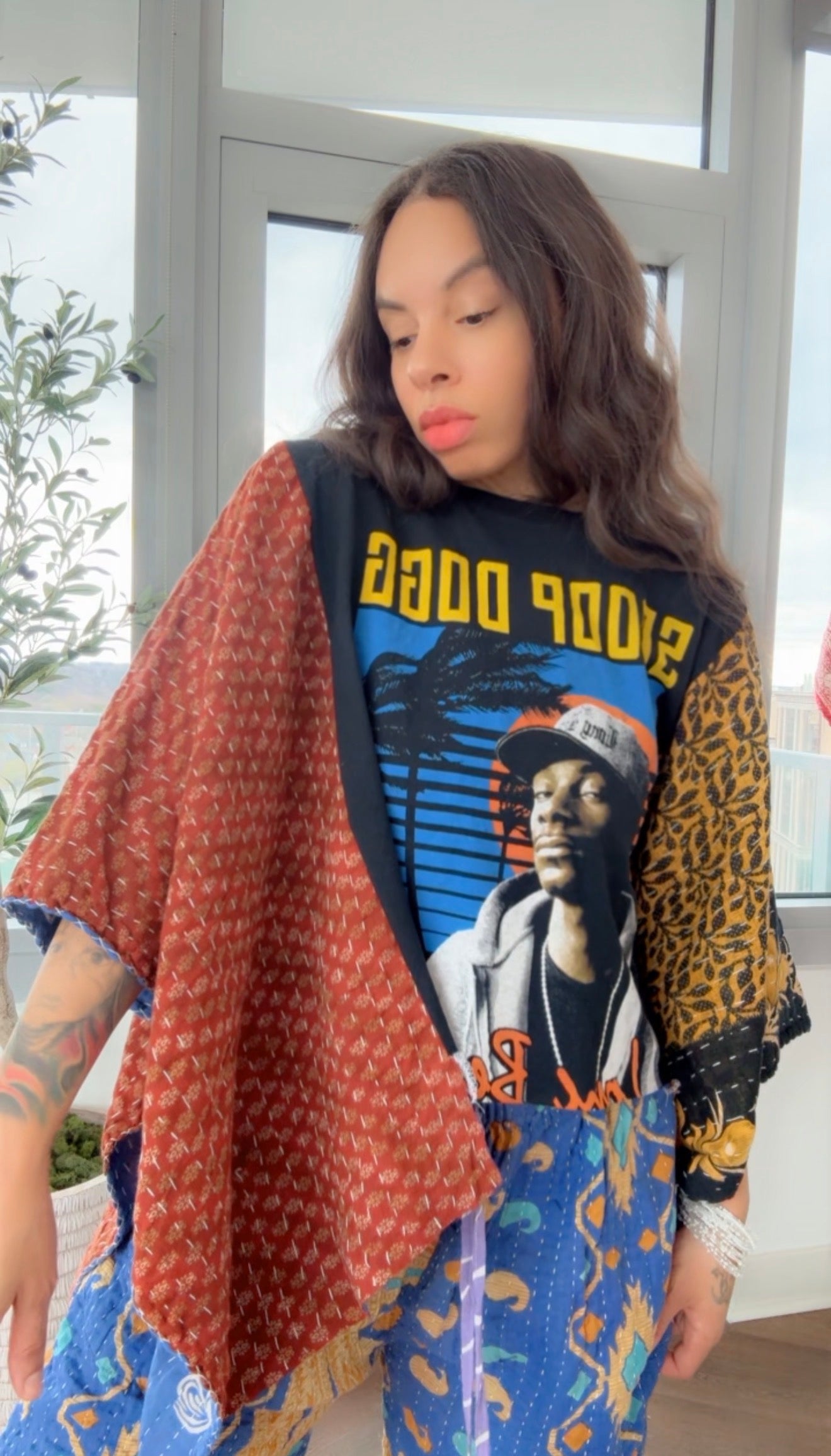Snoop Dogg Cropped Kantha Band Tee Poncho