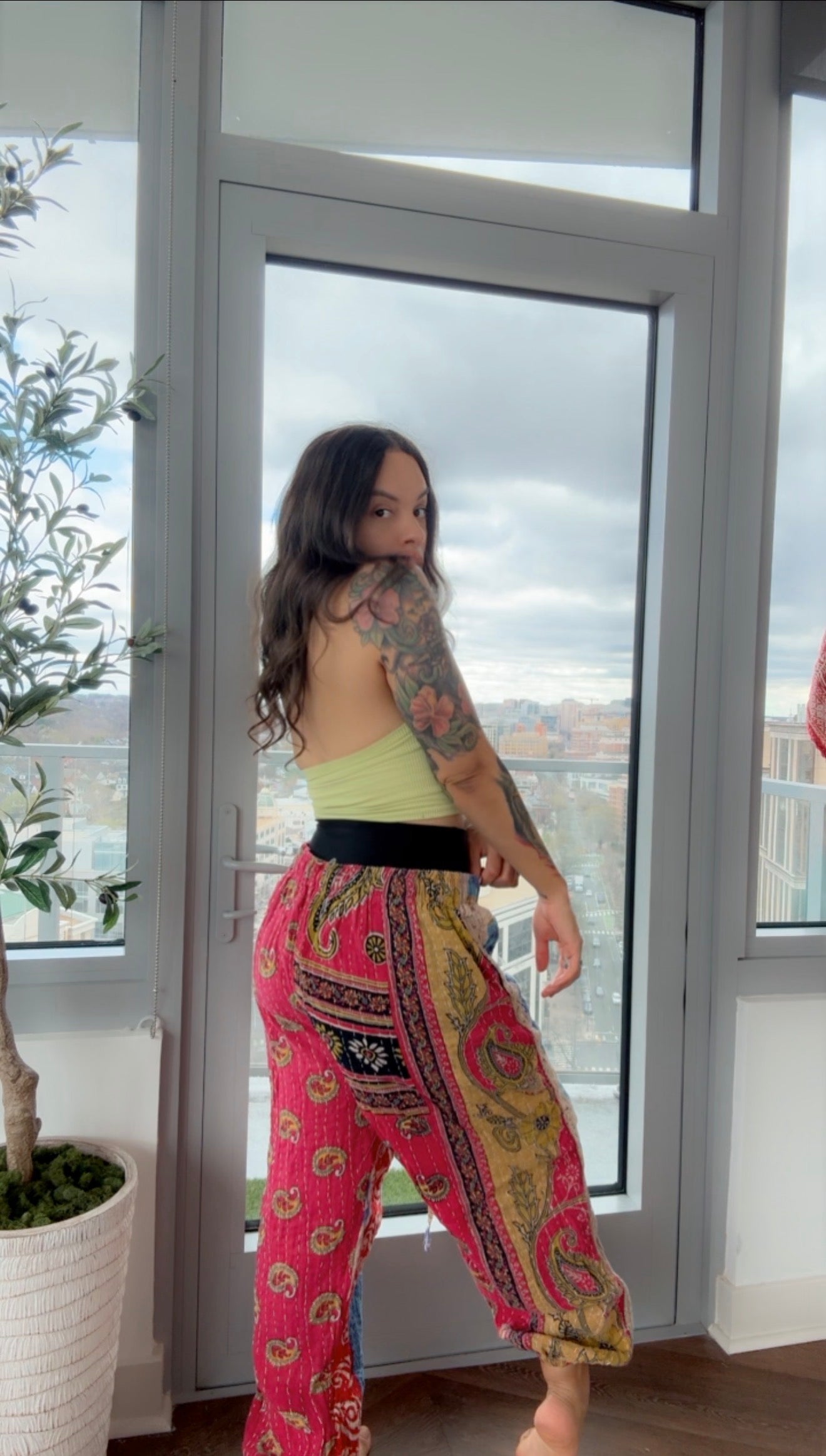 ** Reversible Kantha Jogger Pants