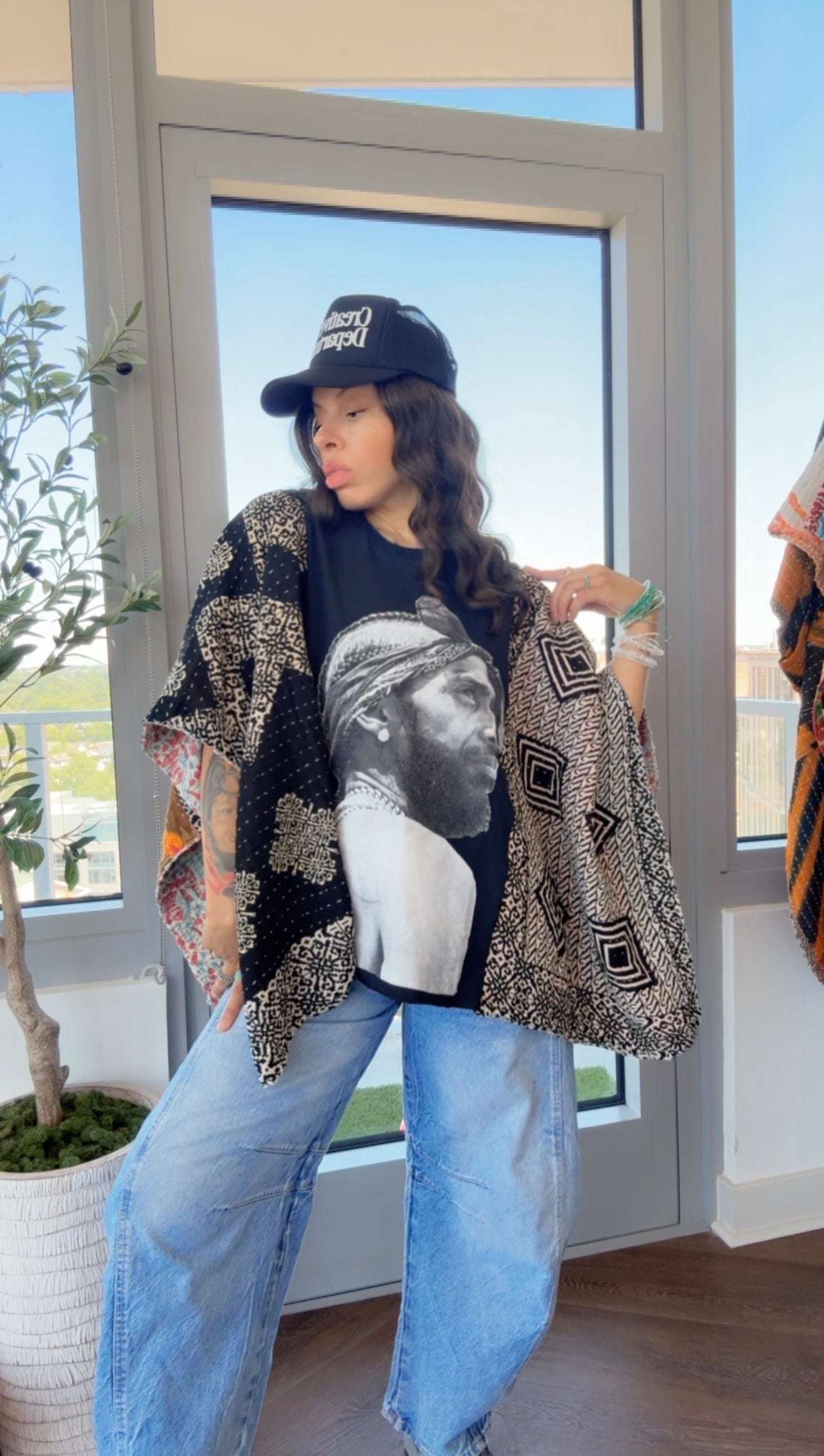 * Nipsey Hussle Kantha Band Tee Poncho