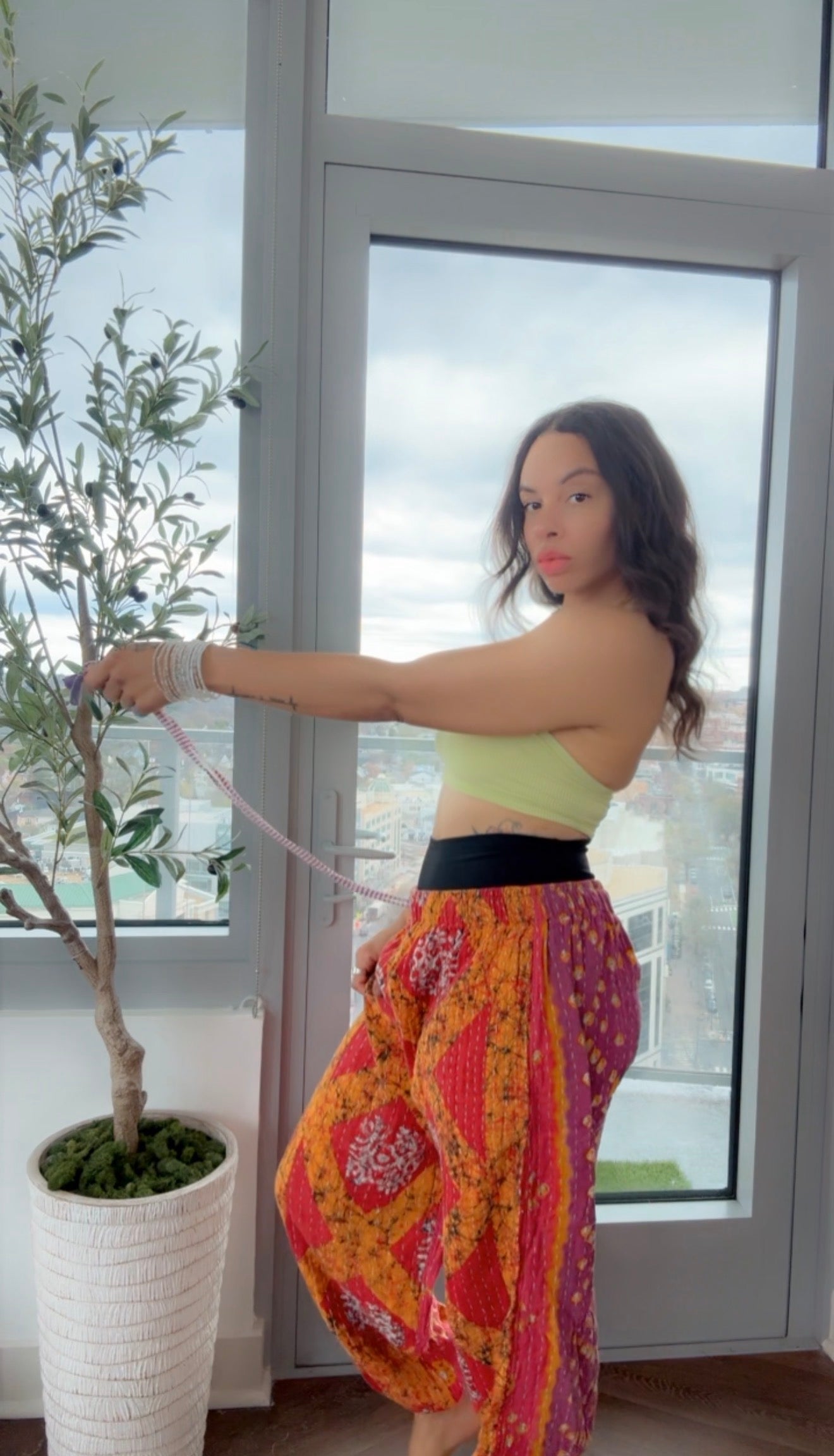 ** Reversible Kantha Jogger Pants