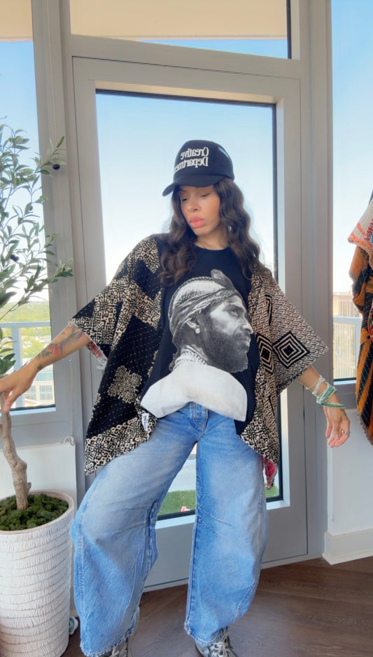 * Nipsey Hussle Kantha Band Tee Poncho