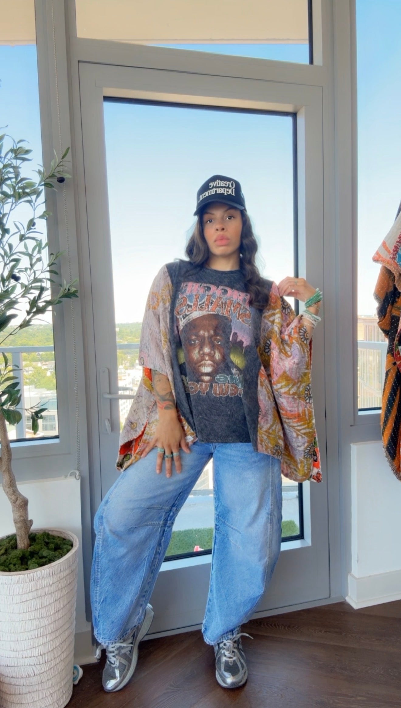 * Notorious B.I.G Kantha Band Tee Poncho