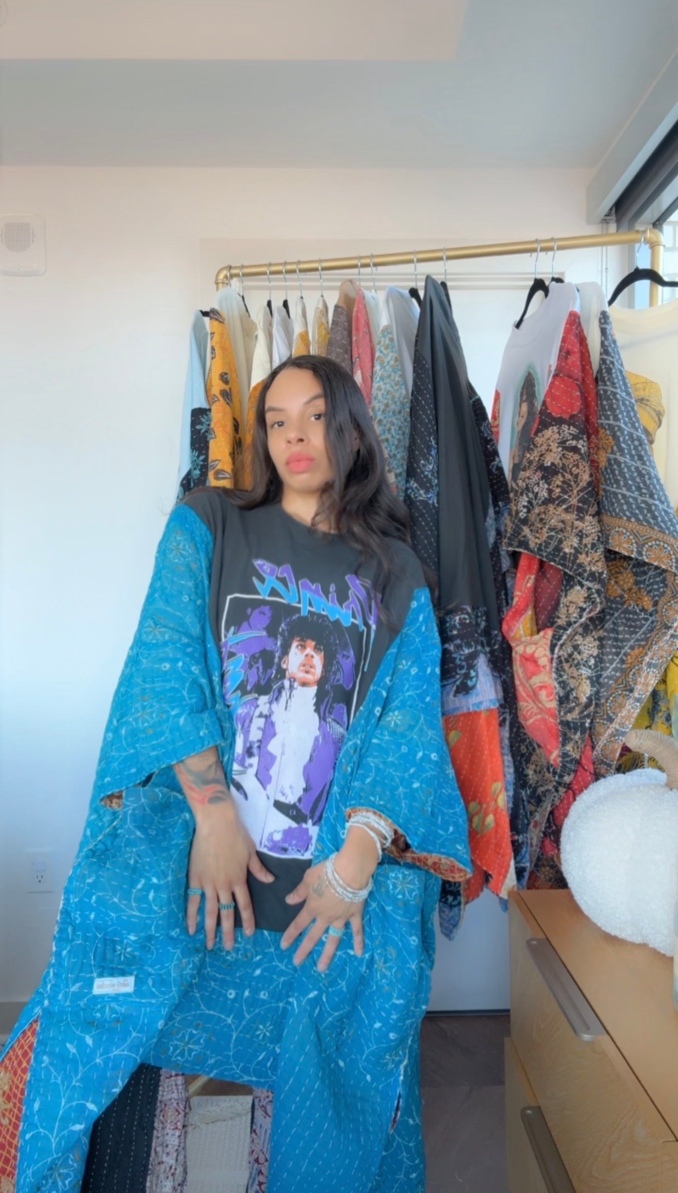 **Prince Original Kantha Band Tee Muu (premium hand painted quilt)
