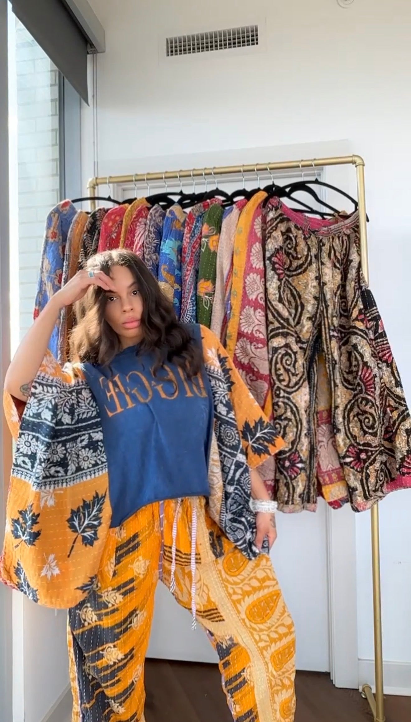 ** B.I.G Cropped Kantha Band Tee Poncho