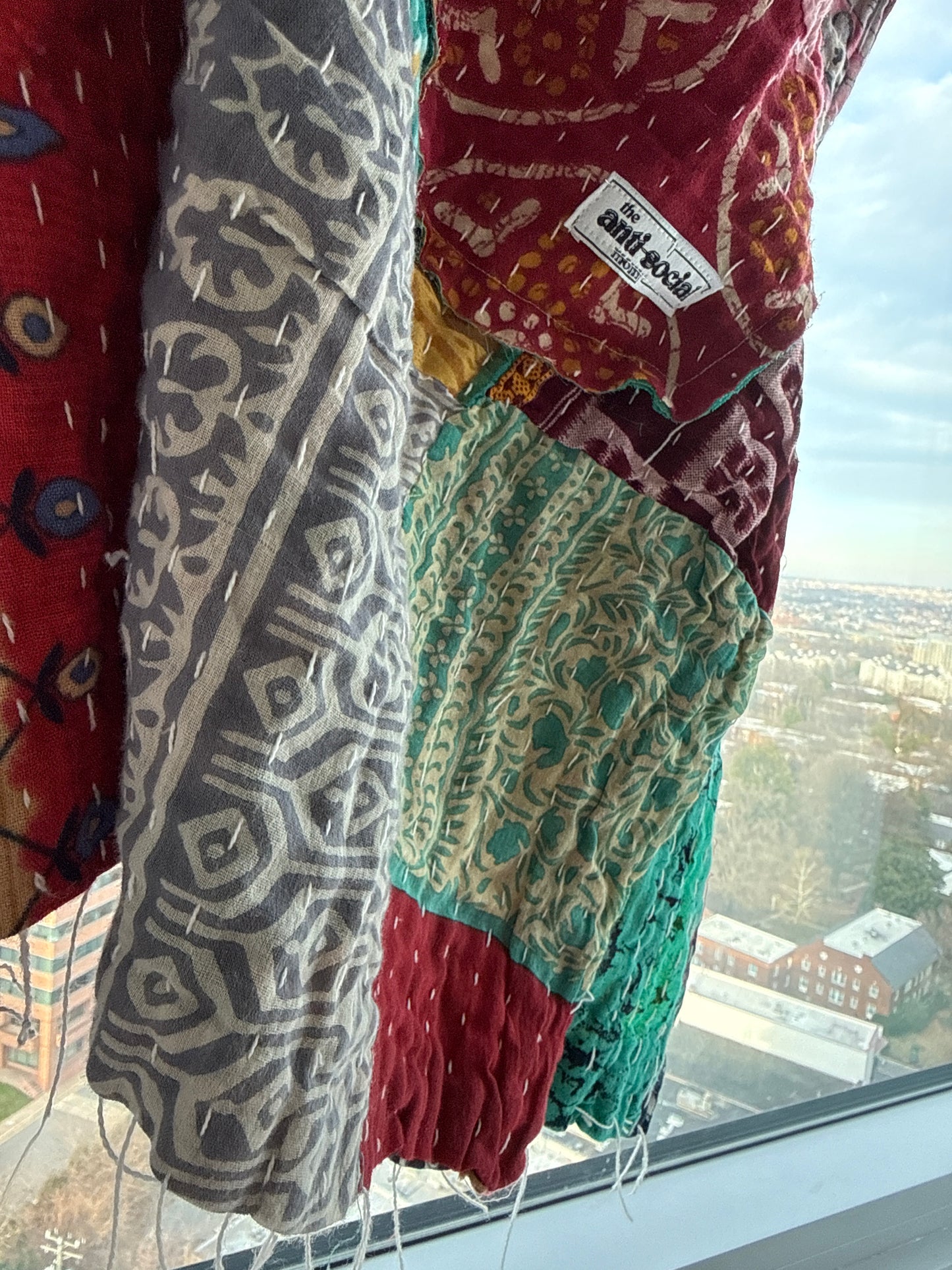 Raw Hem Patchwork Kantha Kimono