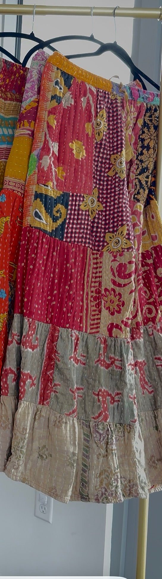 ** Three Tiered Reversible Kantha Wide Leg Pant