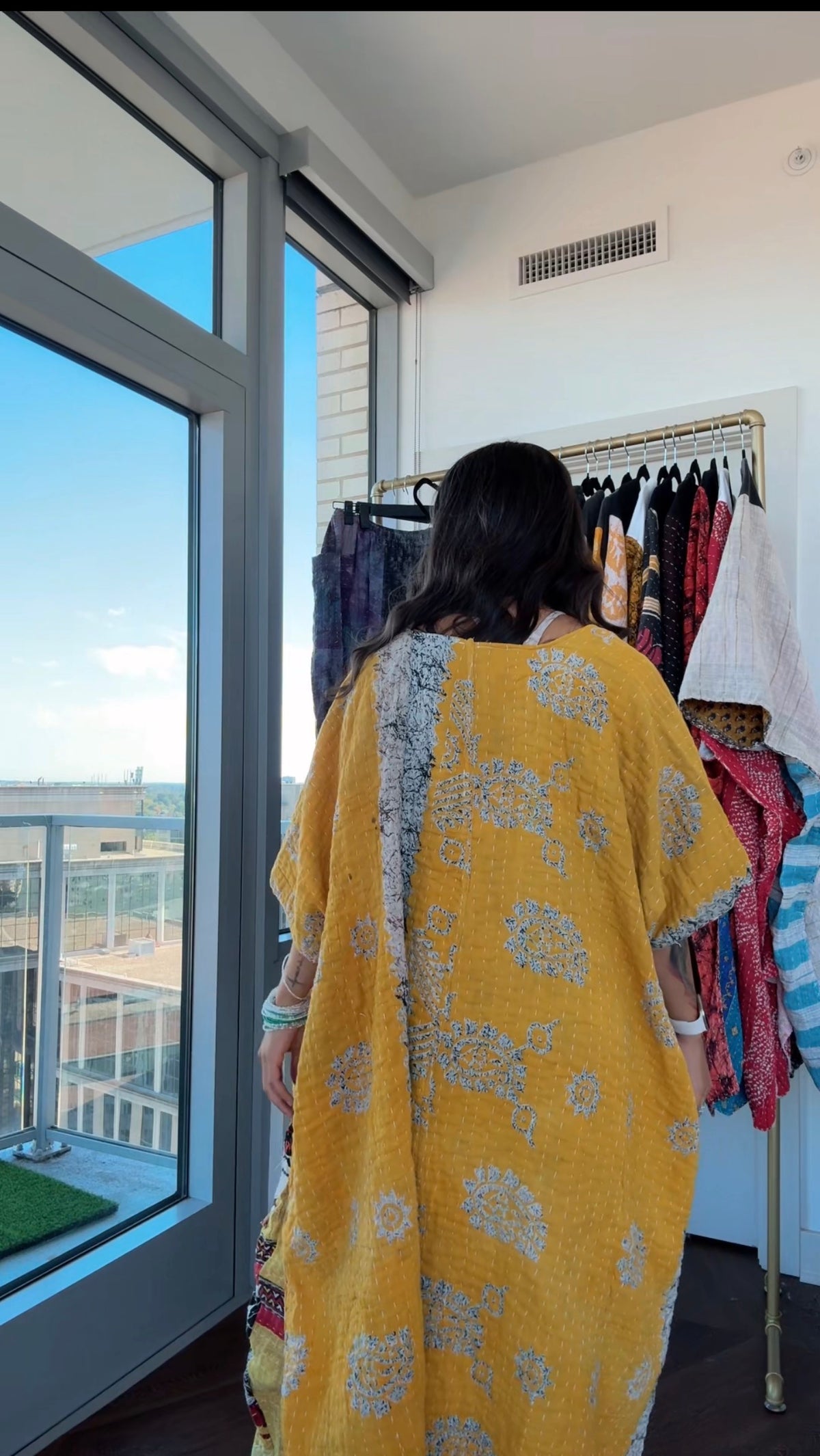* 10/16 Drop Reversible Kantha Ruana Kimono