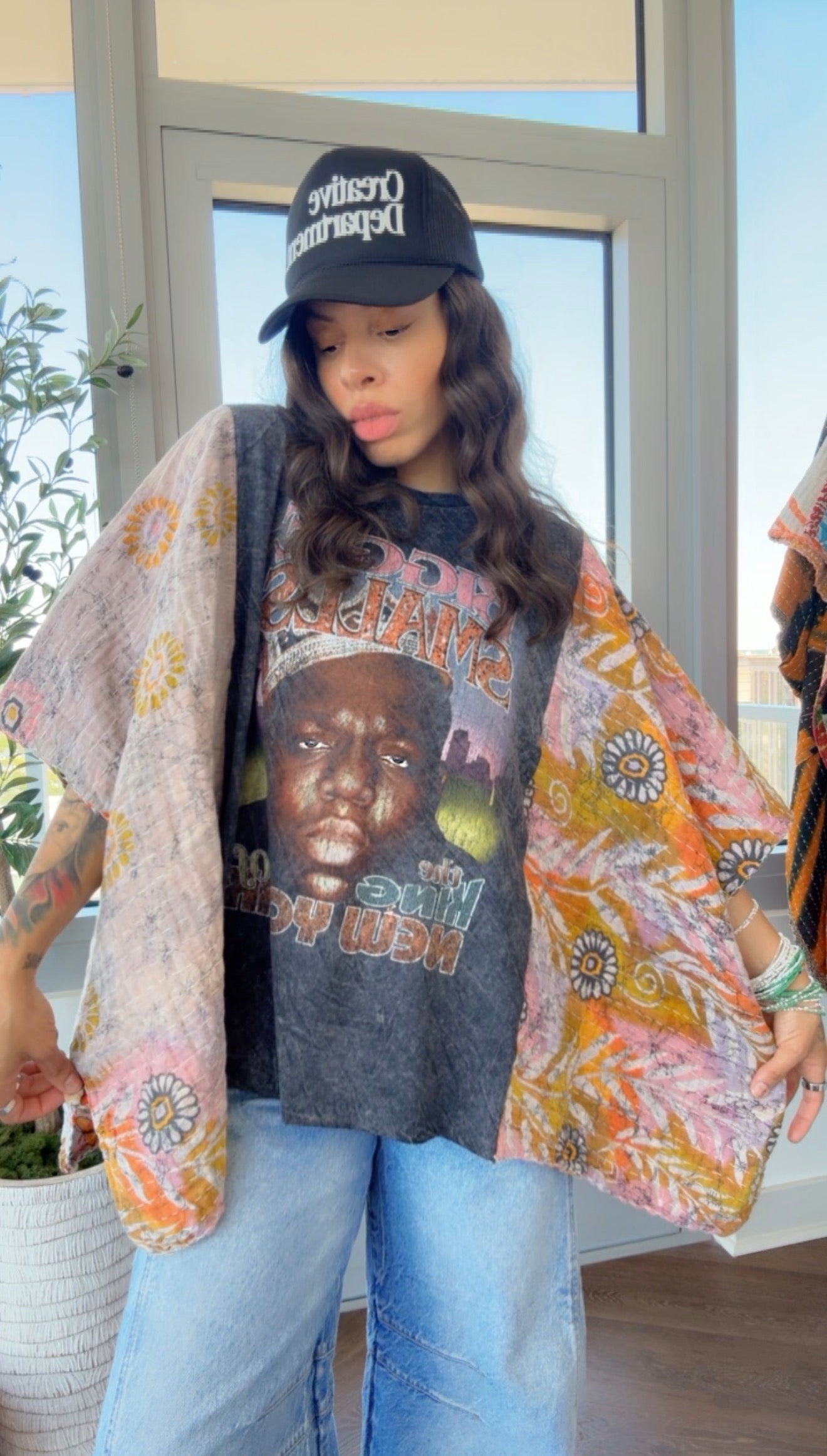 * Notorious B.I.G Kantha Band Tee Poncho
