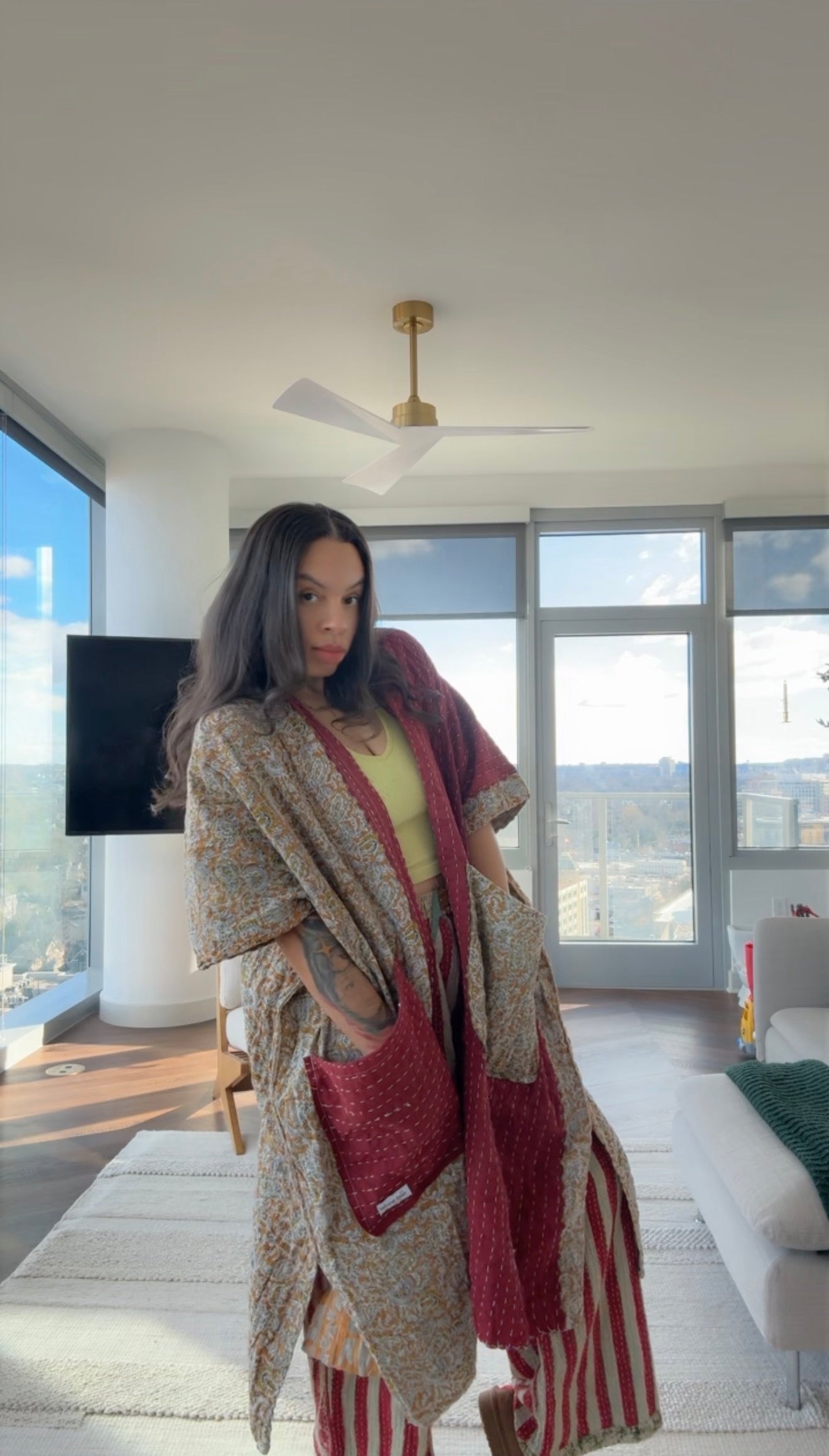 Raw Hem Kantha Kimono
