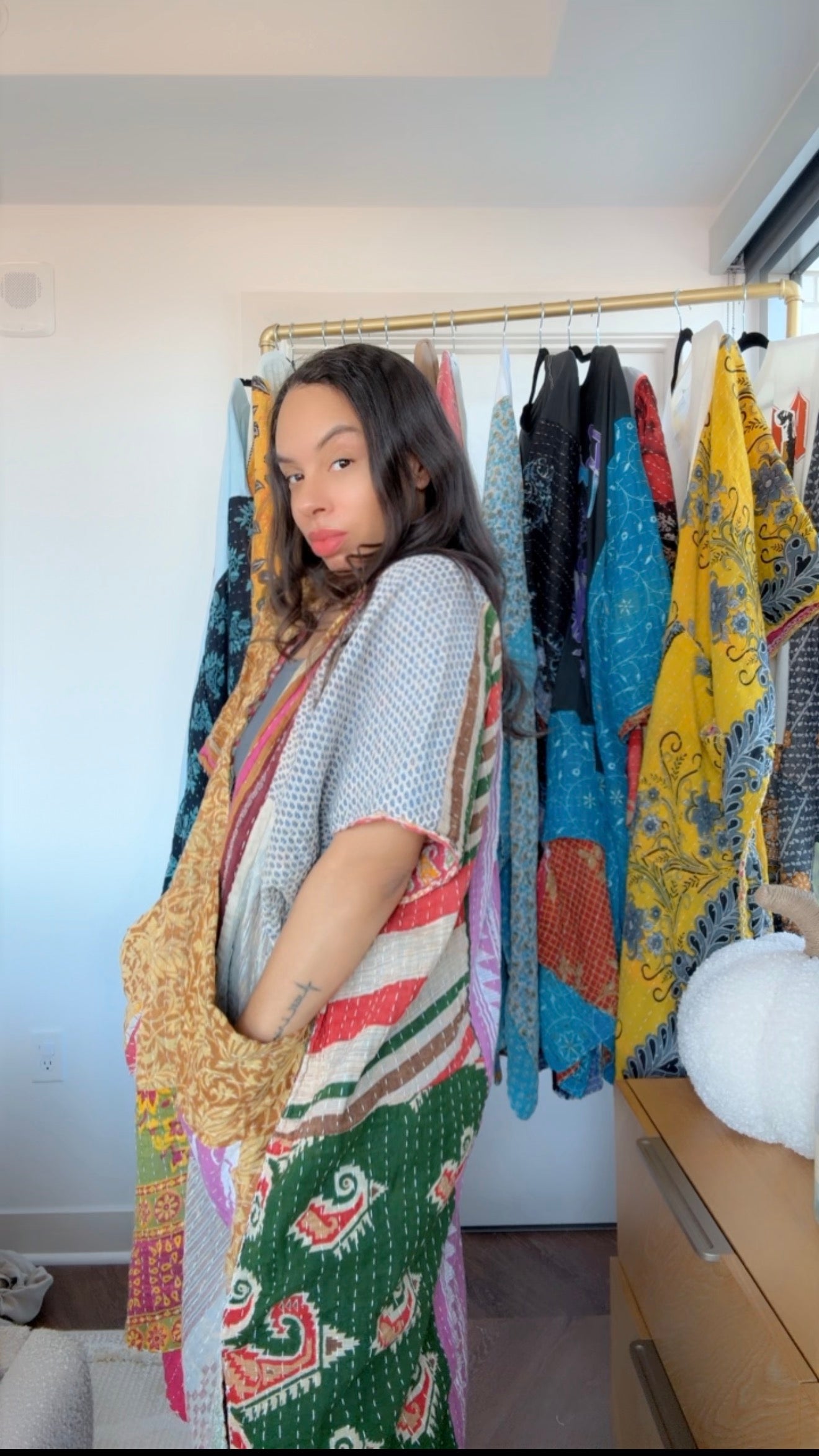 Raw Hem Kantha Kimono