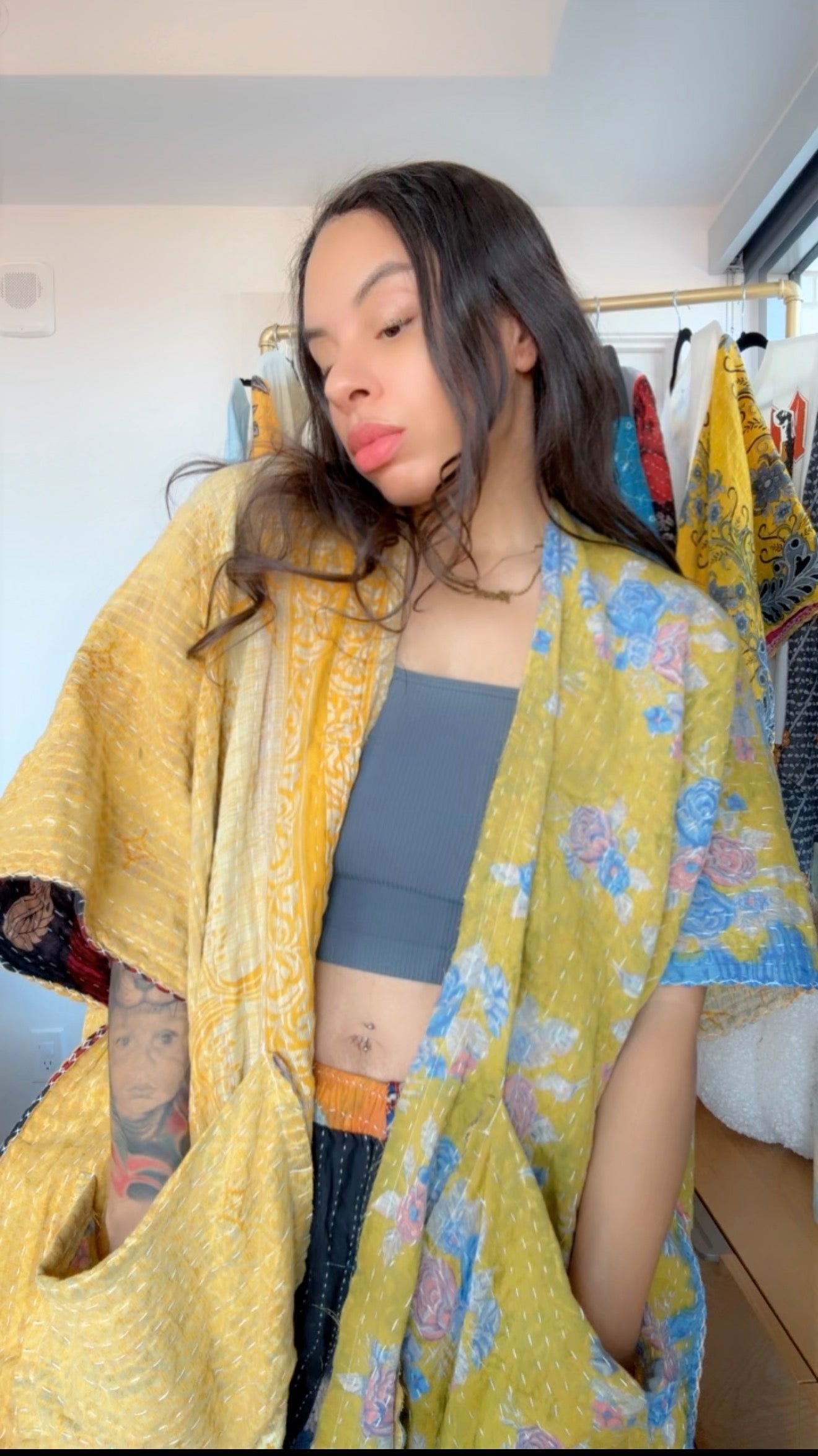 Raw Hem Kantha Kimono