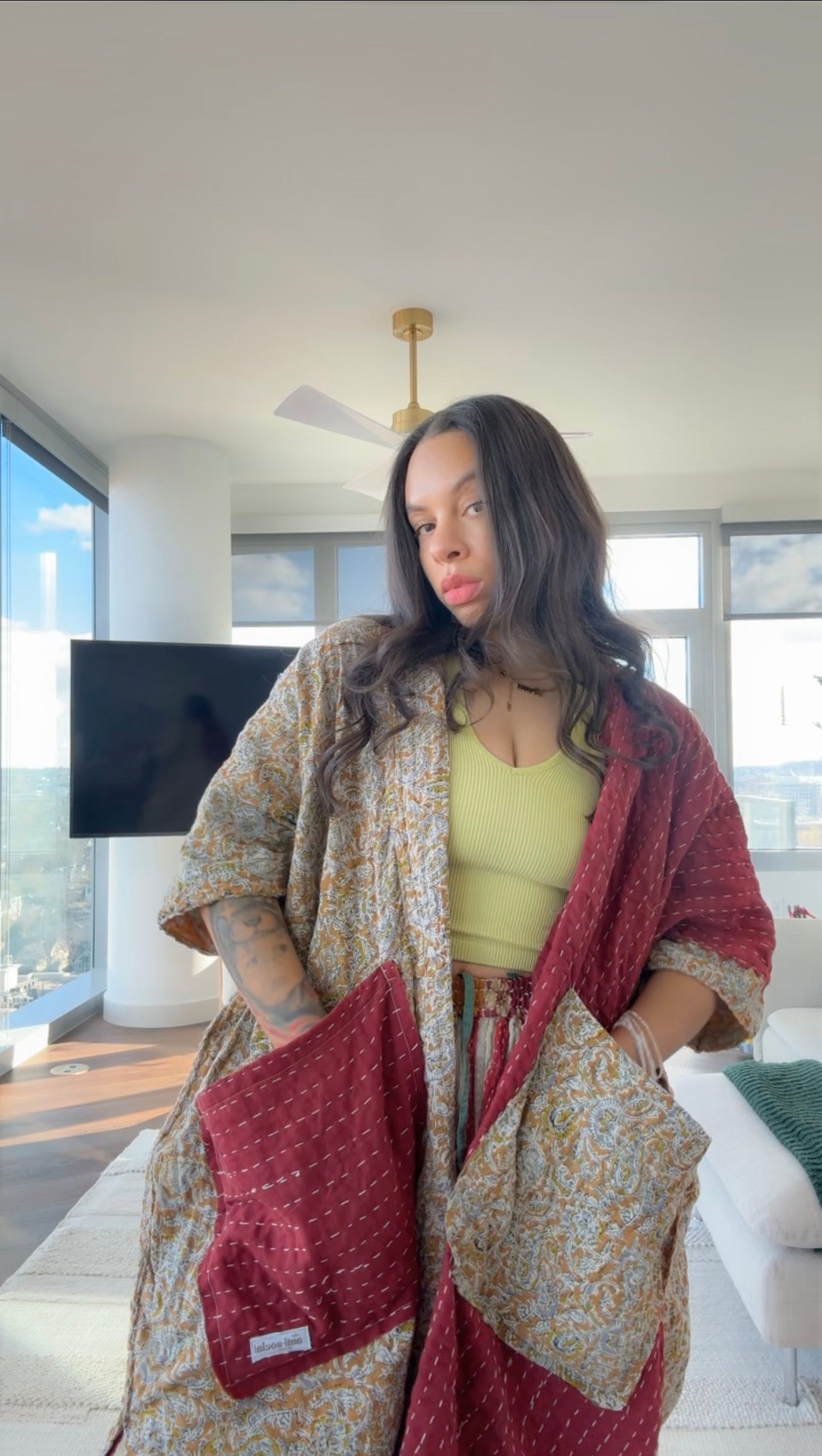 Raw Hem Kantha Kimono