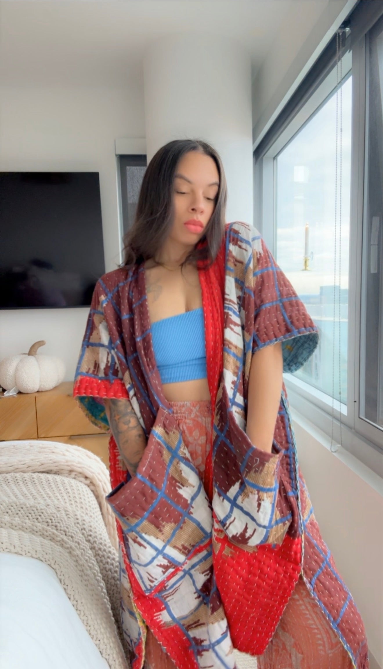 Hemmed Kantha Kimono