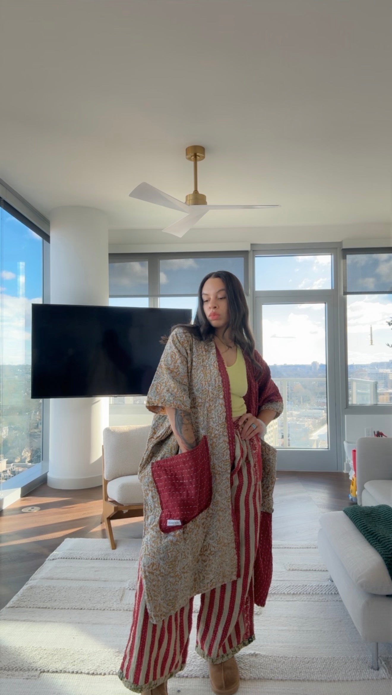 Raw Hem Kantha Kimono