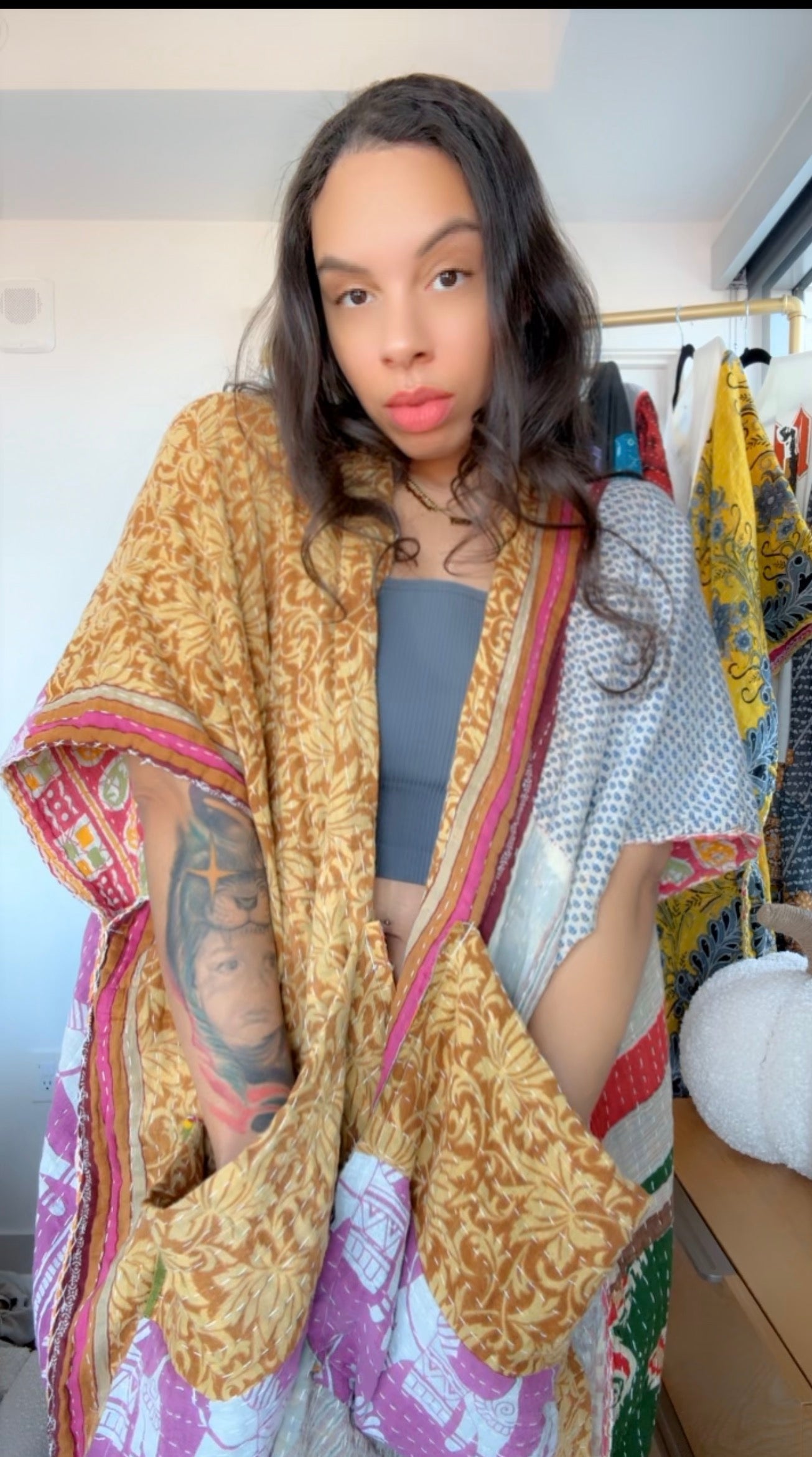 Raw Hem Kantha Kimono