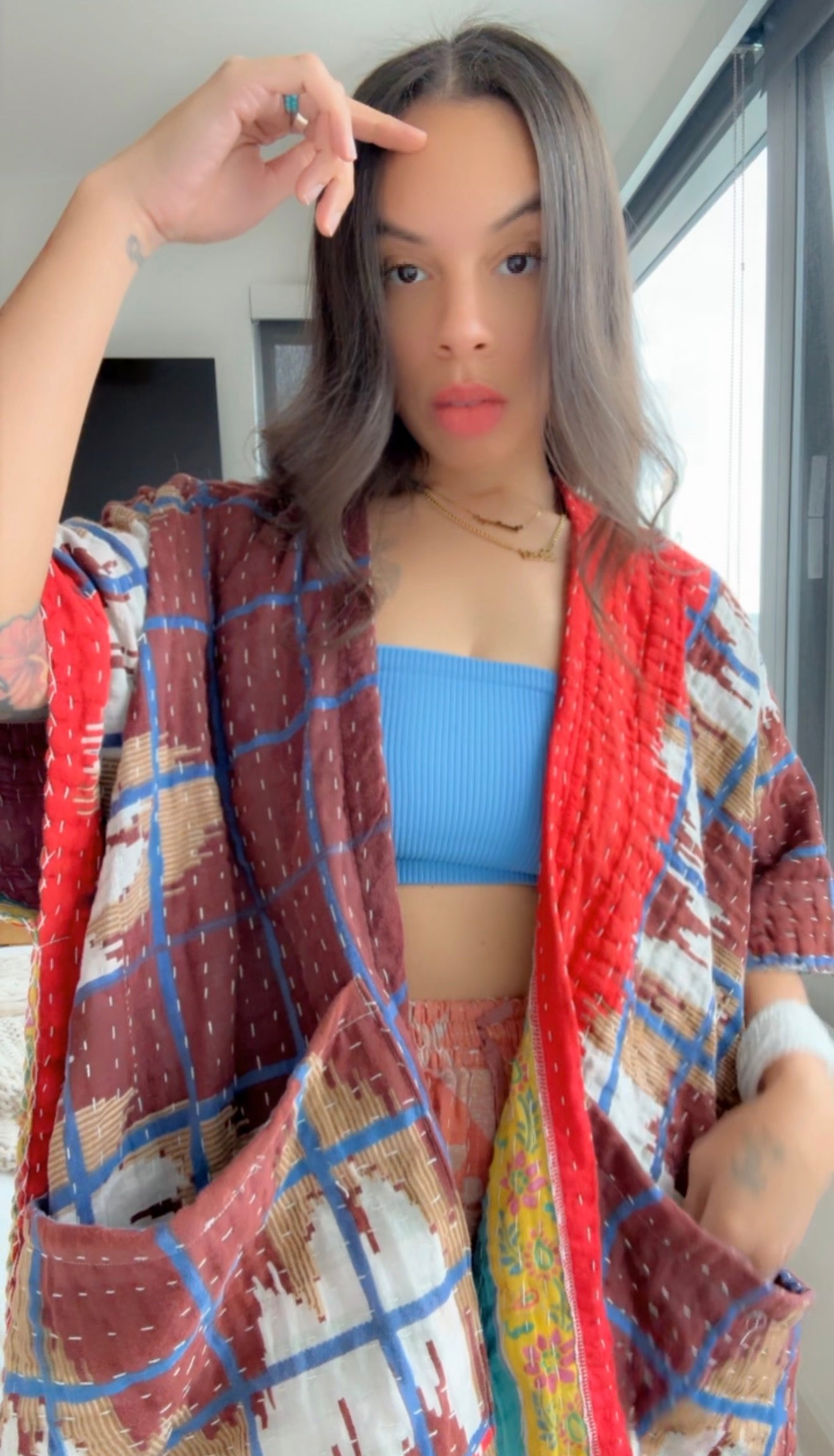 Hemmed Kantha Kimono