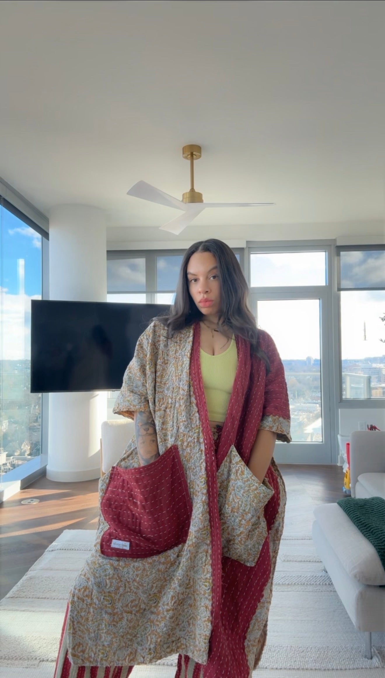 Raw Hem Kantha Kimono